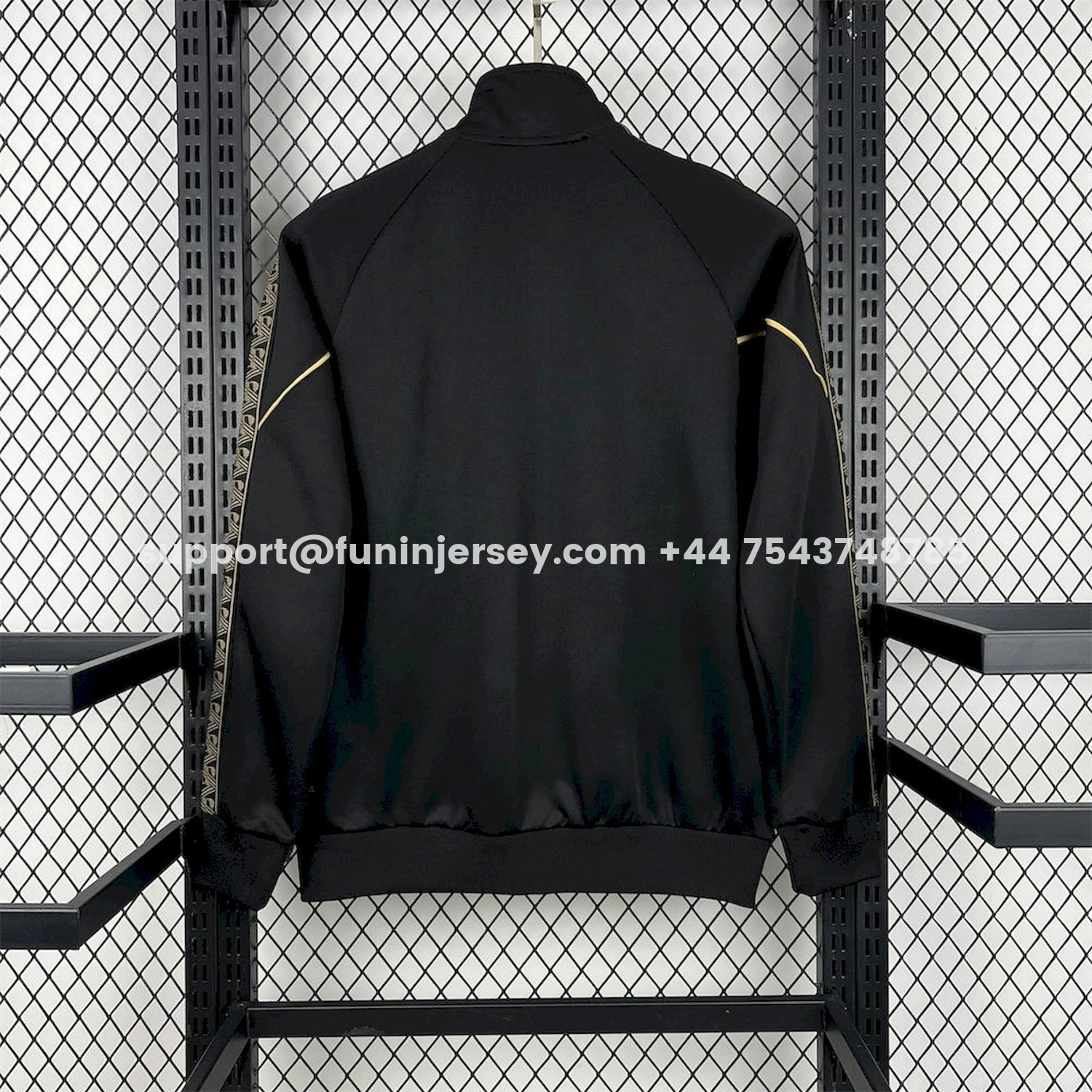 Funinjersey-Portugal 25-26 Eusebio Special Windbreaker Training Set - Black White Top and Pants