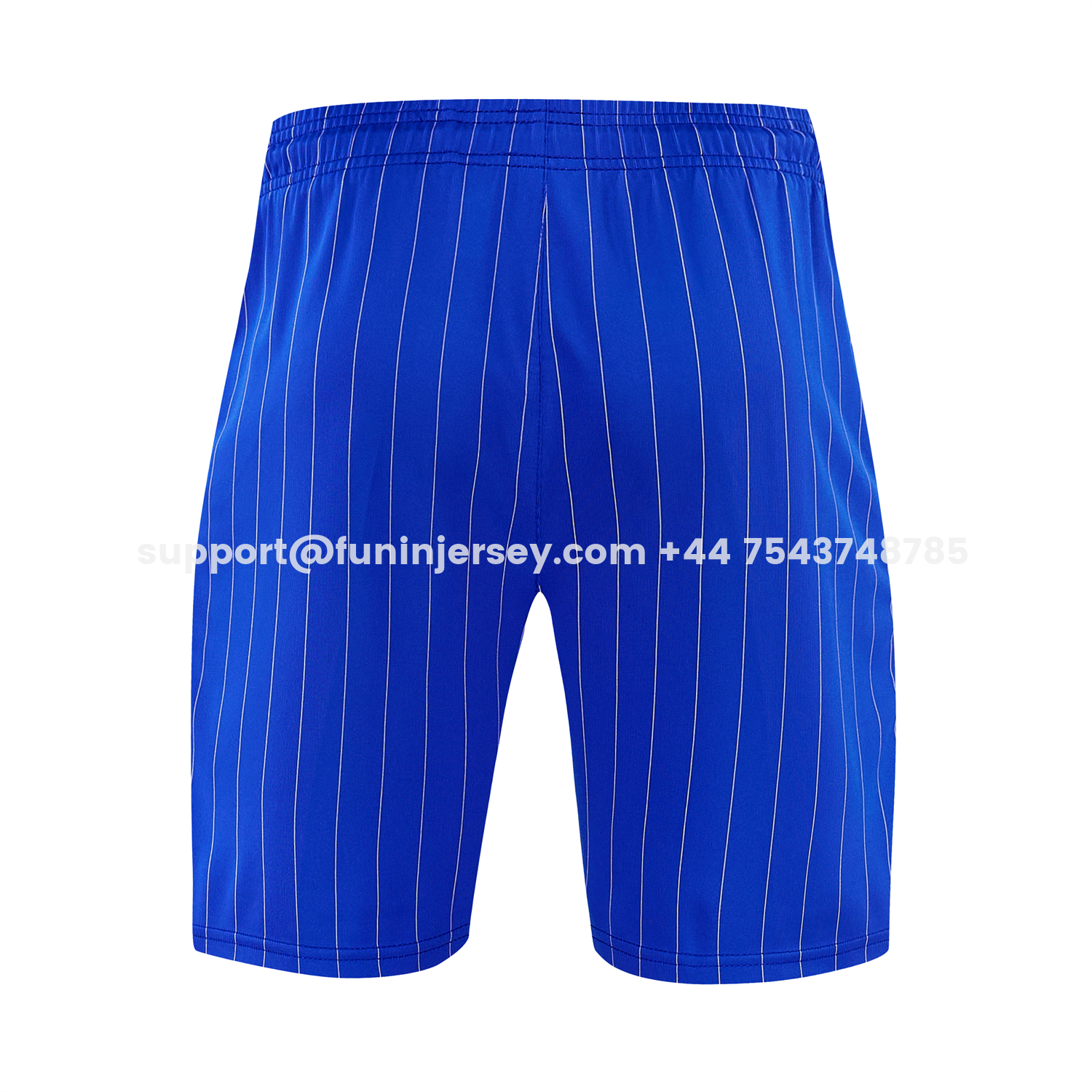 Funinjersey-C.H.E.L.S.E.A 25-26 Retro Style Short-Sleeve Training Set - White Top & Blue Stripes Pants