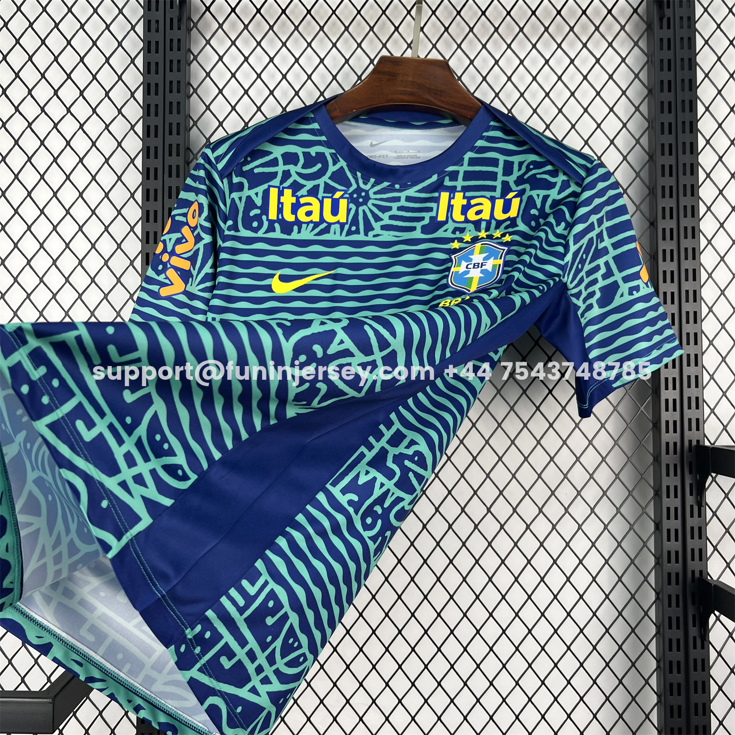 FUN-Funinjersey-Retro Brazil 2024 Blue Pre-Match Training Jersey - Fans Version