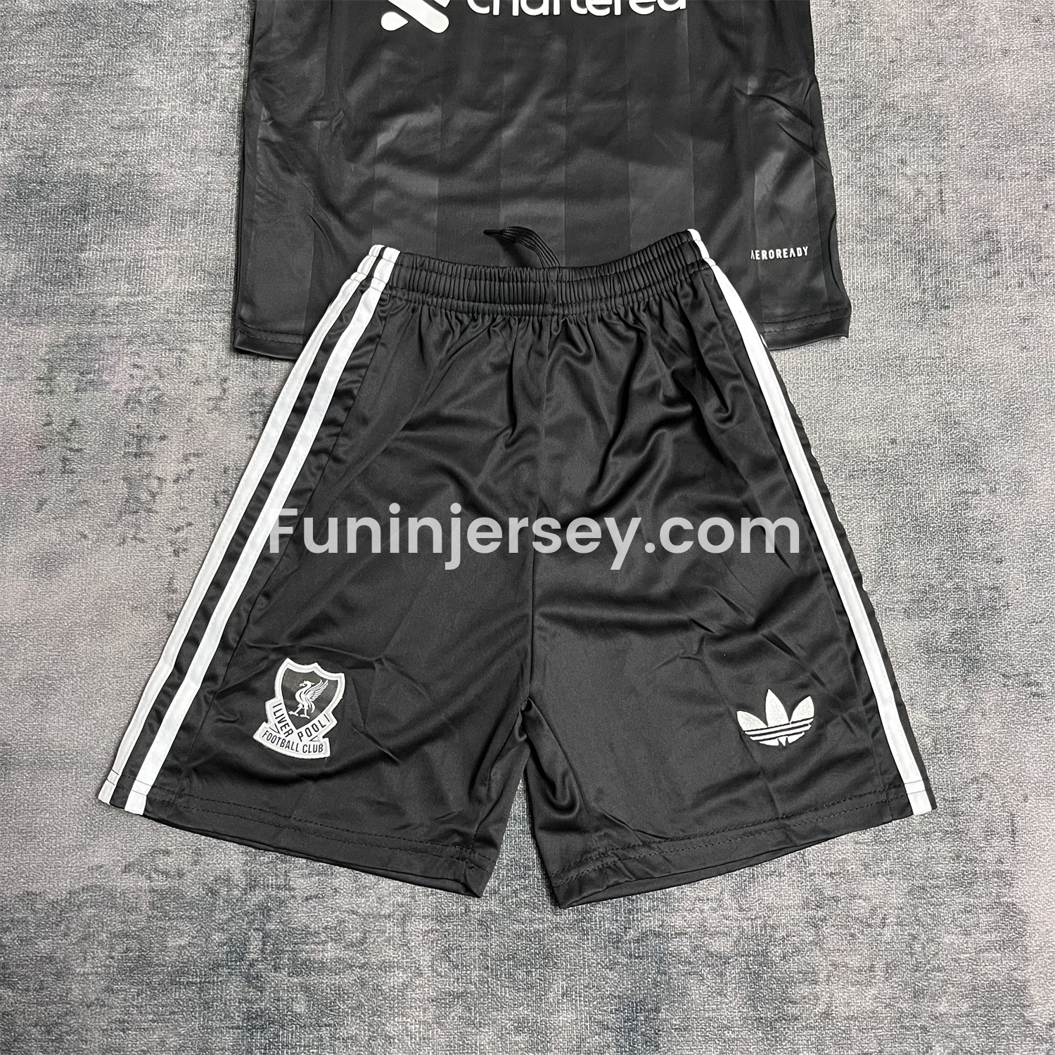 Funinjersey-Liver.pool 25-26 Trefoil Black Goalkeeper Kids Kit