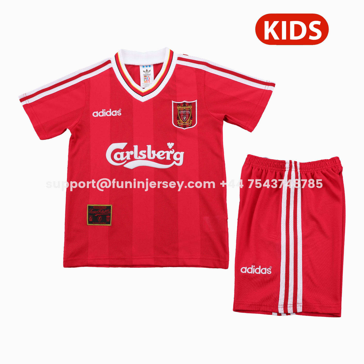 Funinjersey-Retro Liver.pool 1995-96 Home Kids Kit