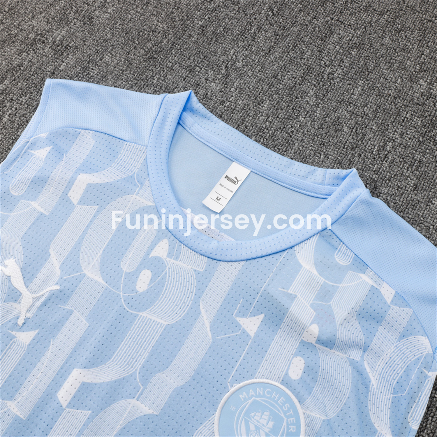 Funinjersey-Manchester City 25-26 Vest Training Set - Sky Blue Vest and Deep Blue Shorts