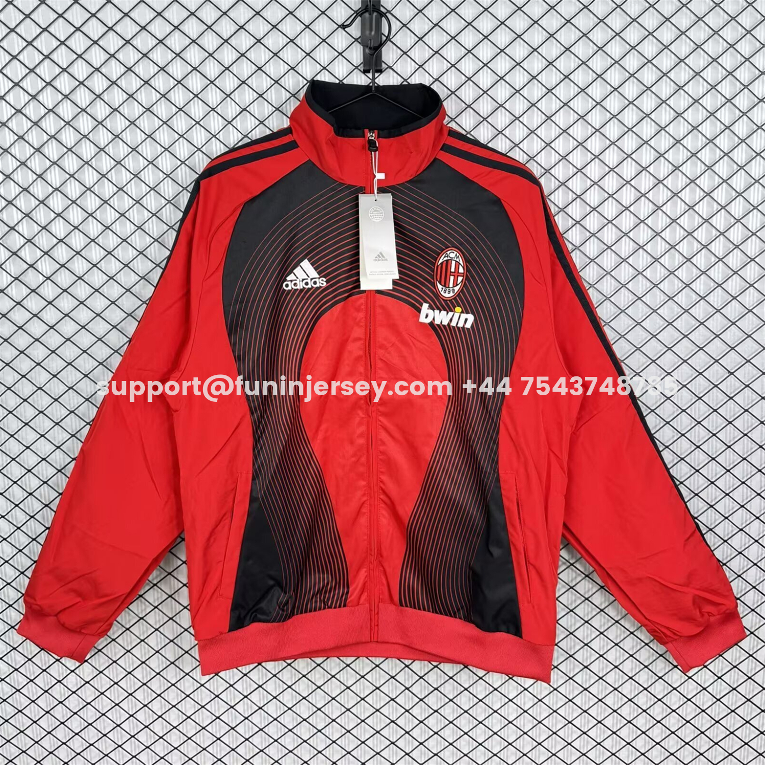 Funinjersey-Retro AC Milan 2006-07 Home Windbreaker Jacket - Red With Black