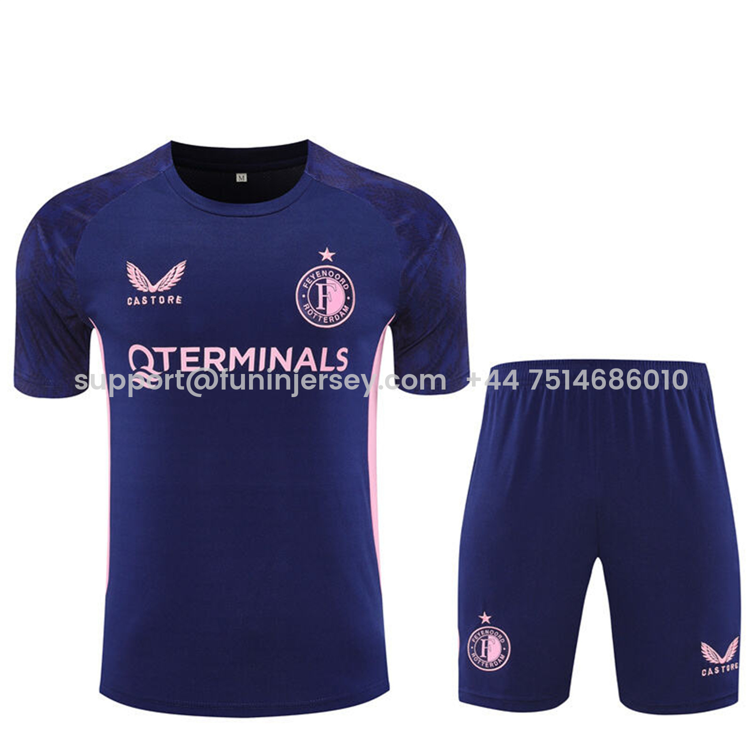 Funinjersey-Feyenoord 25-26 Short-Sleeve Training Set - Royal Blue Top & Royal Blue Shorts