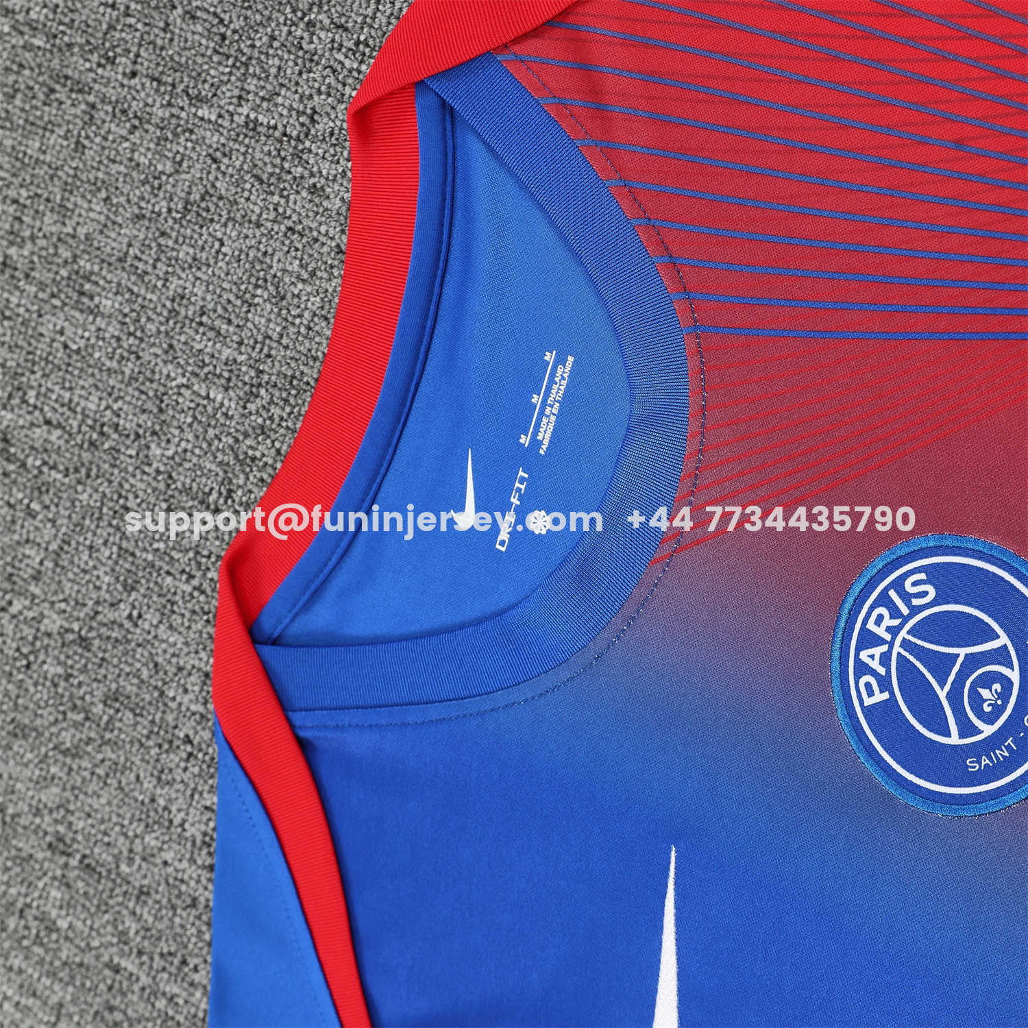Funinjersey-Paris Saint-Germain PSG 25-26 Short-Sleeve Training Set - Red And Blue Lines Top & Blue Shorts