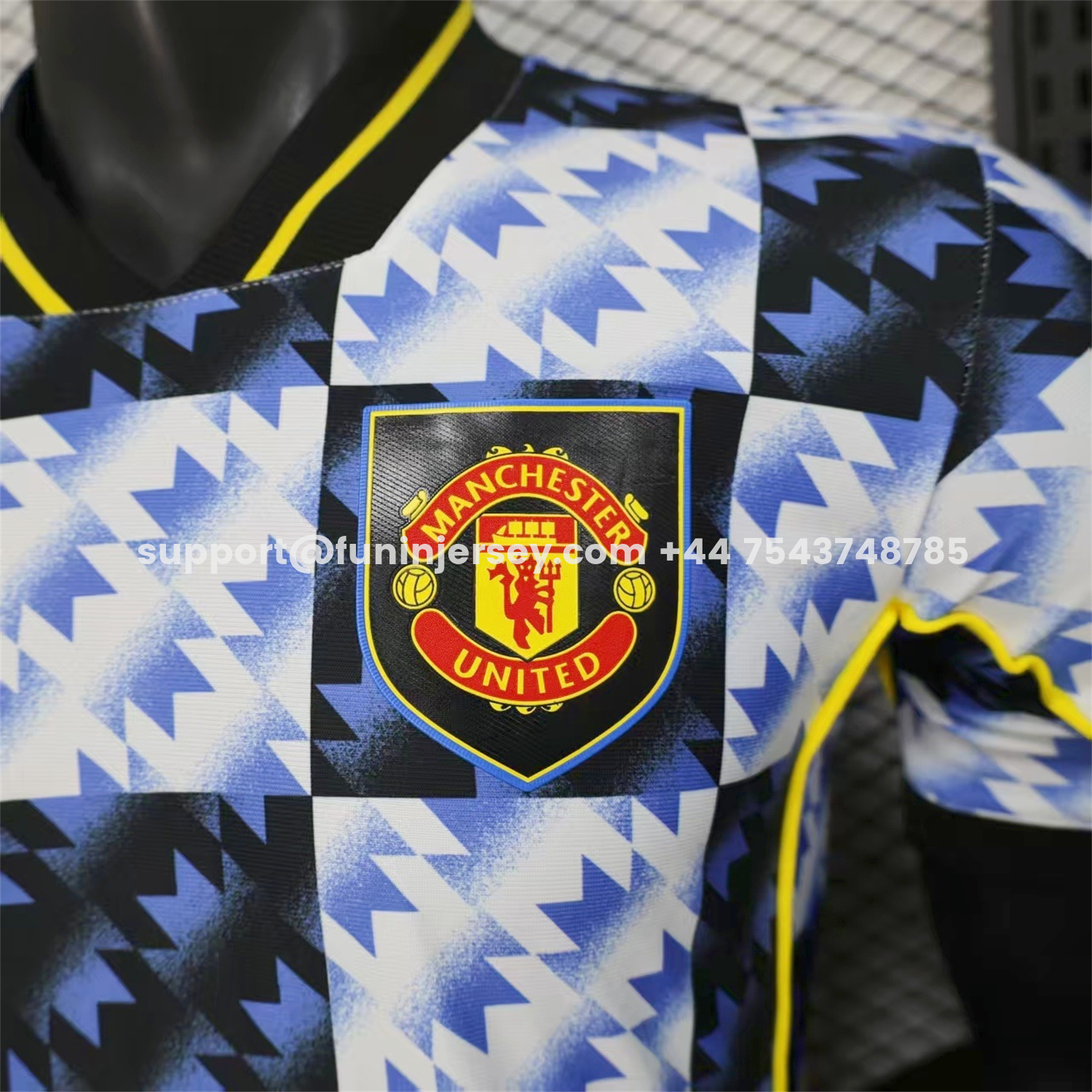 Funinjersey-Manchester United 25-26 Blue And Black Checkerboard Special Jersey - Player Version