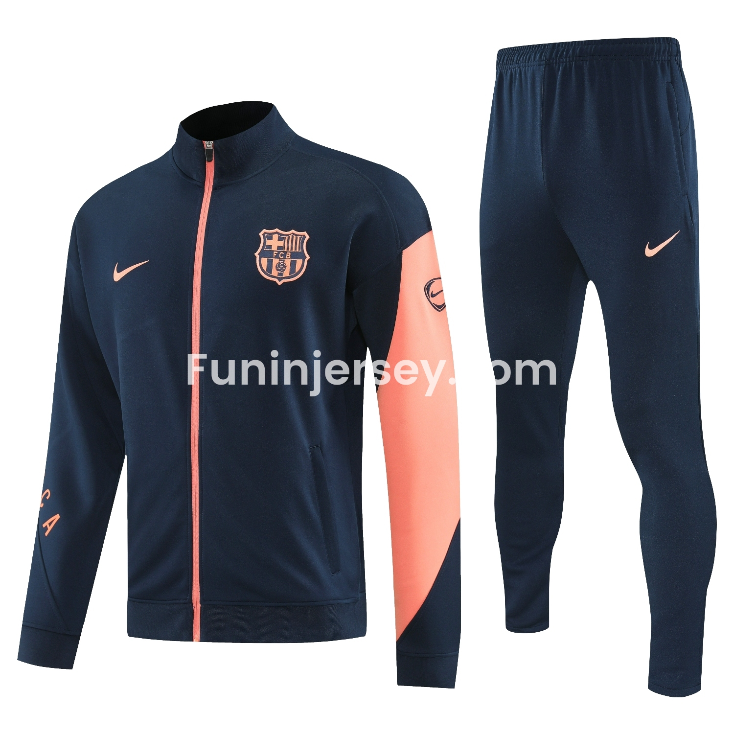 Funinjersey-Barcelona 25-26 Jacket Training Tracksuit - Black Orange Jackets & Black Pants