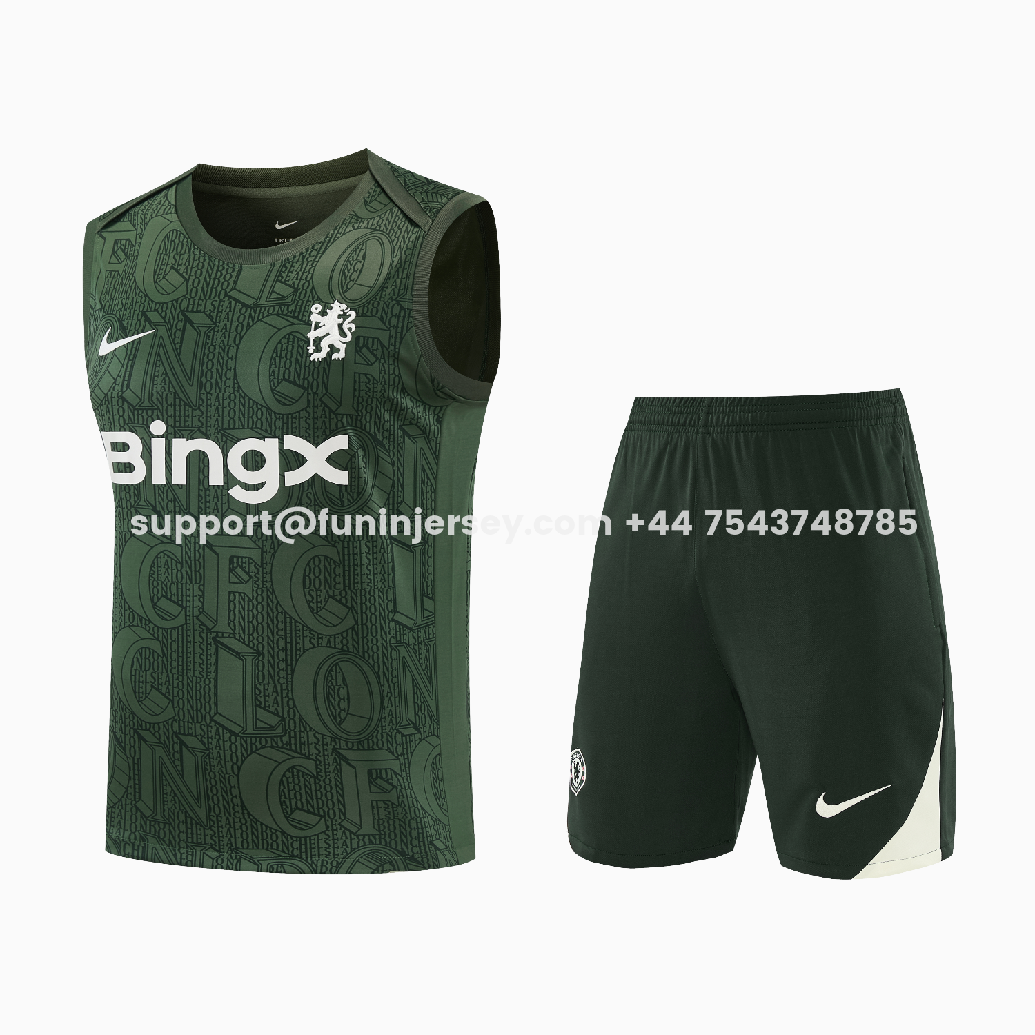Funinjersey-C.H.E.L.S.E.A 25-26 Vest Training Set - Dark Green Top & Dark Green Pants