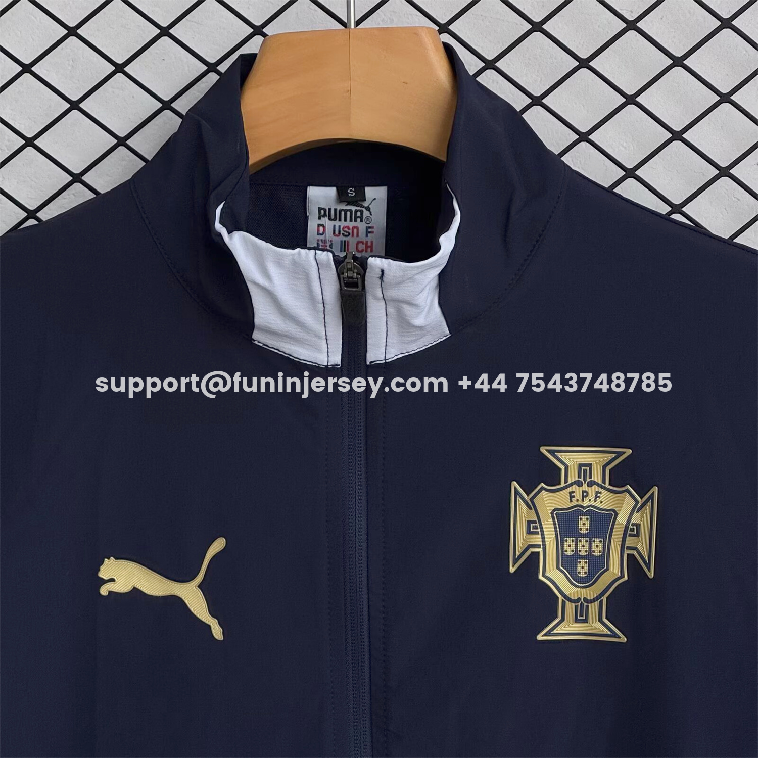 Funinjersey-Portugal 25-26 Windbreaker Training Set - Black White Top and Pants