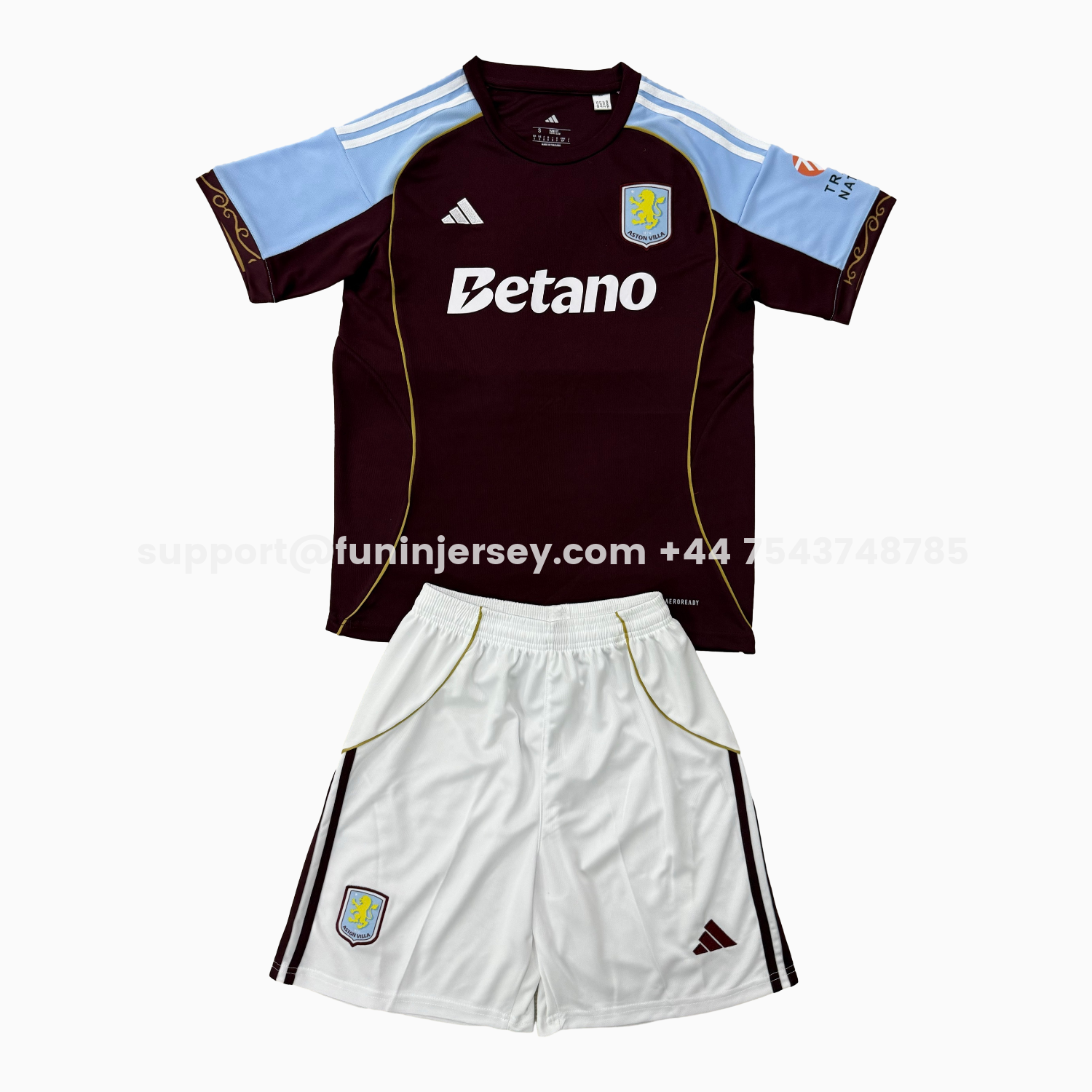 Funinjersey-Aston Villa 25-26 Home Men's Adult Jersey Set - Fans Version