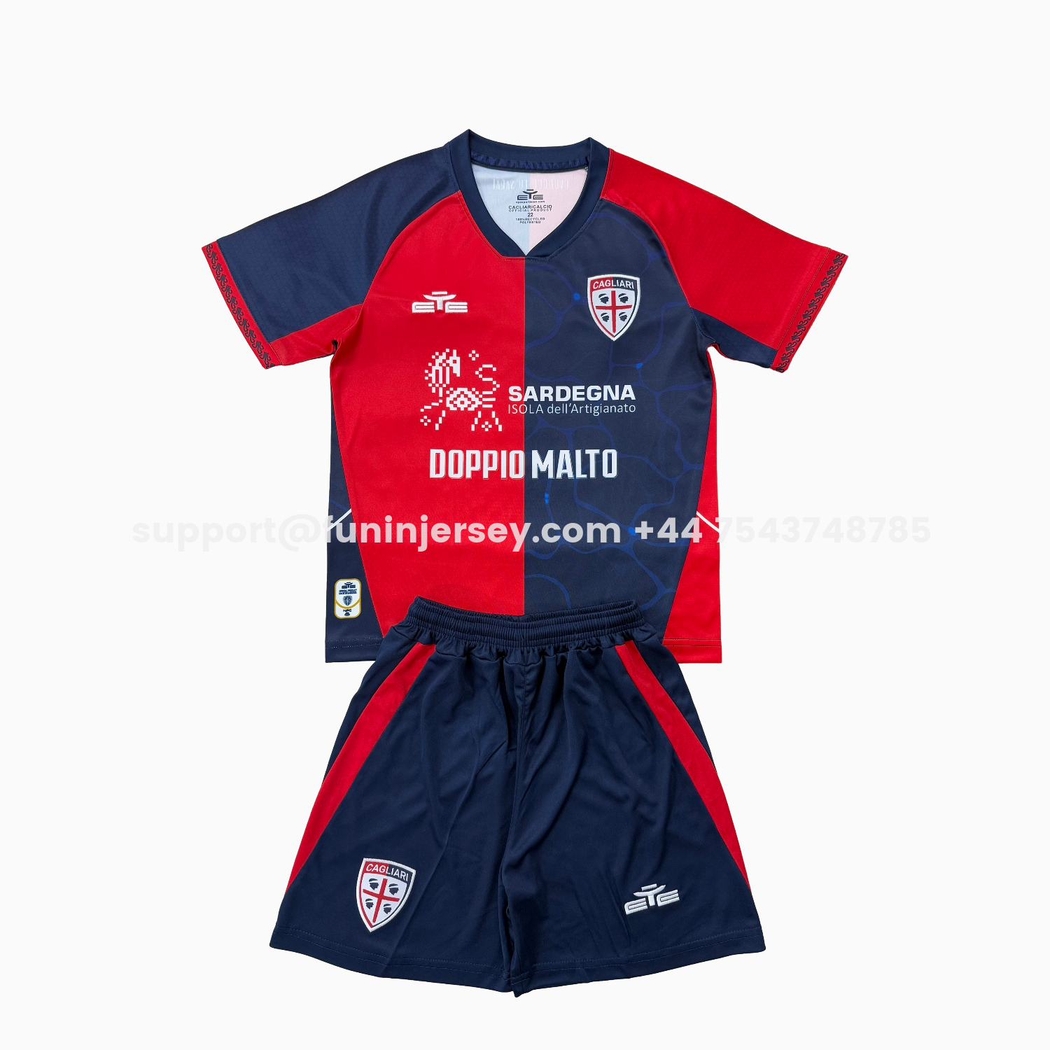 Funinjersey-Cagliari Calcio 25-26 Home Men's Adult Jersey Set - Fans Version