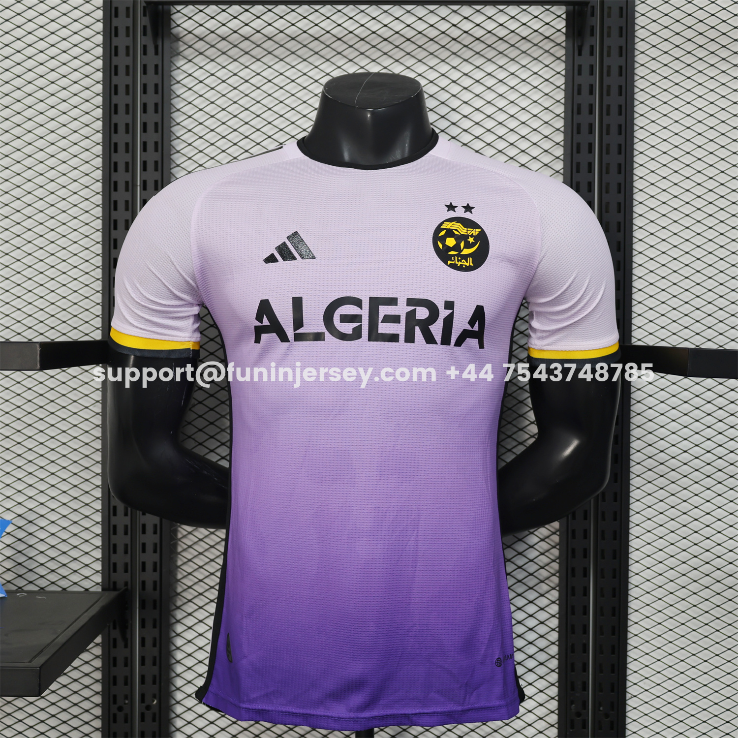 Funinjersey-Algeria 25-26 White-purple Gradient Jersey with Black Chest Text - Player Version