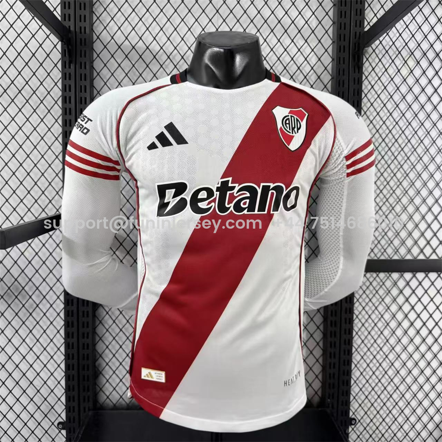 Funinjersey-River Plate 25-26 Home Long Sleeves Jersey with New Sponsors - Player Version