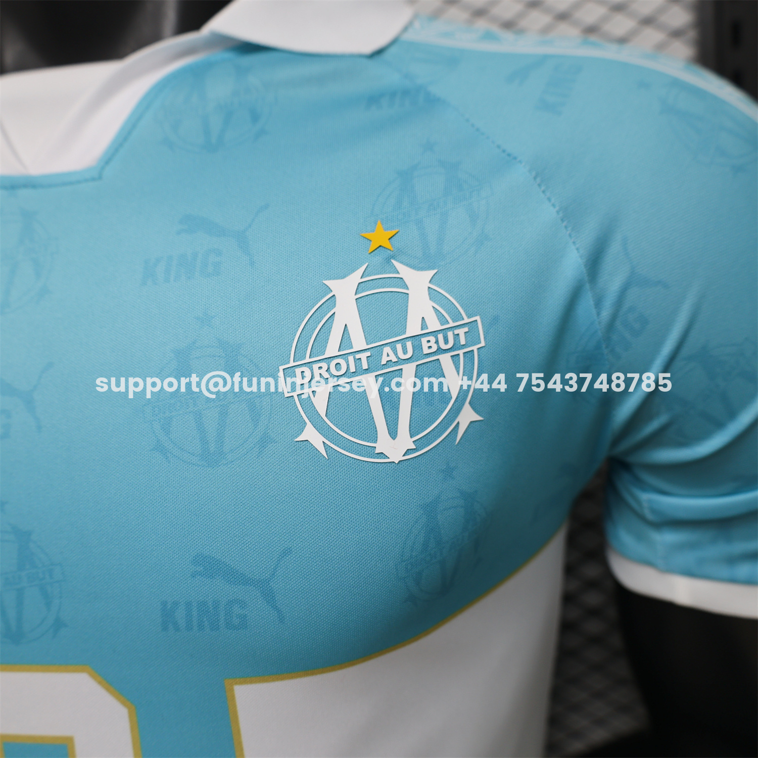 Funinjersey-Marseille 25-26 Retro Style Blue Jersey -Player Version