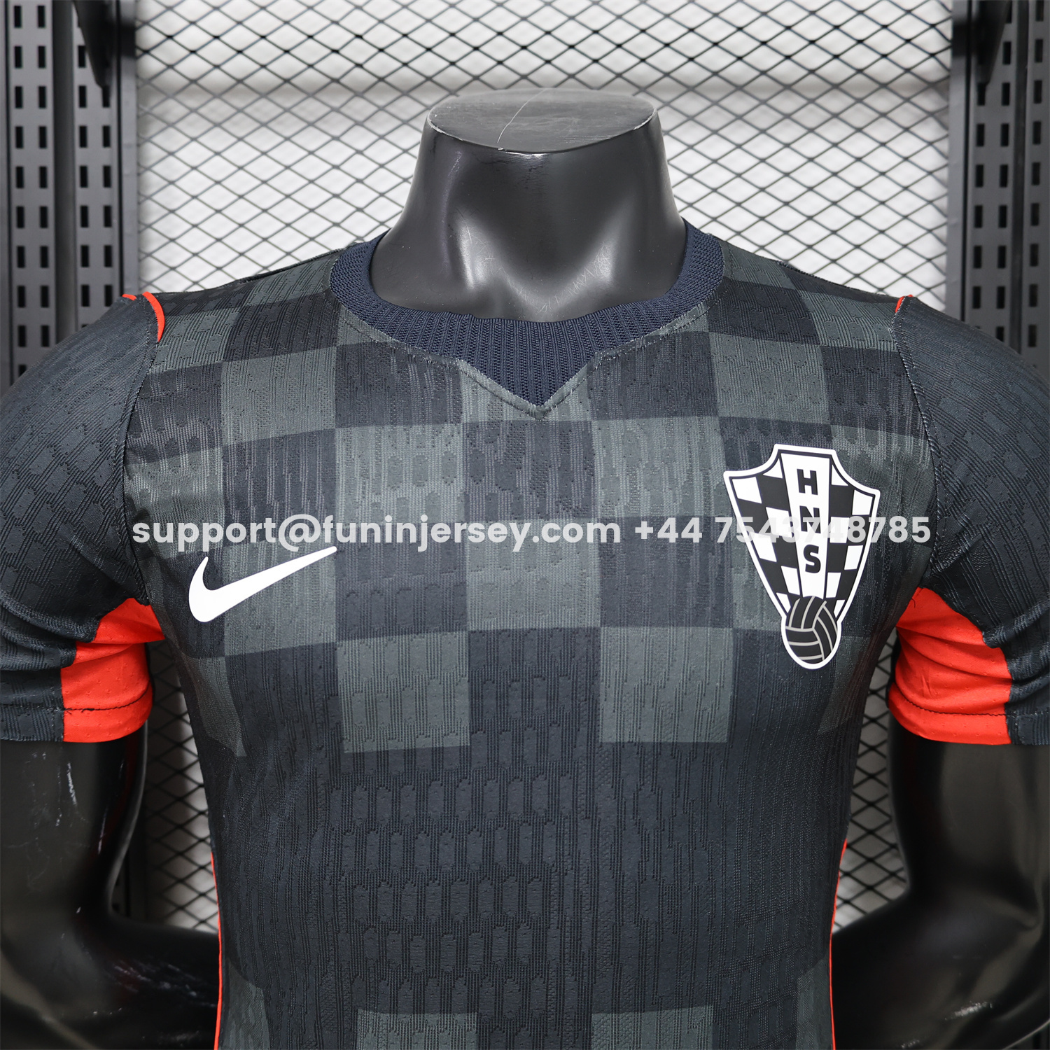Funinjersey-Croatia 2026 Dark Gray Checkered Pattern Checkerboard Special Edition Jersey - Player Version