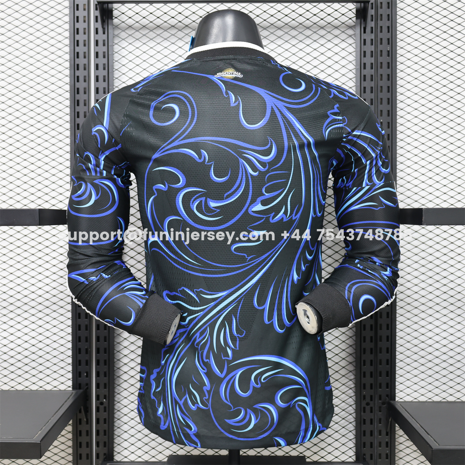 Funinjersey-Argentina 2026 Away Deep Blue Long Sleeves Jersey - Player Version