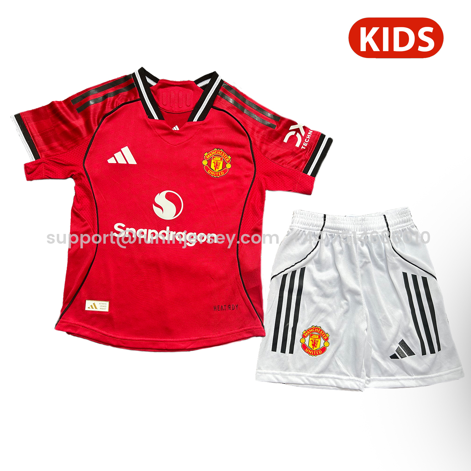 Funinjersey-Manchester United 25-26 Home Kids Kit - Player Version