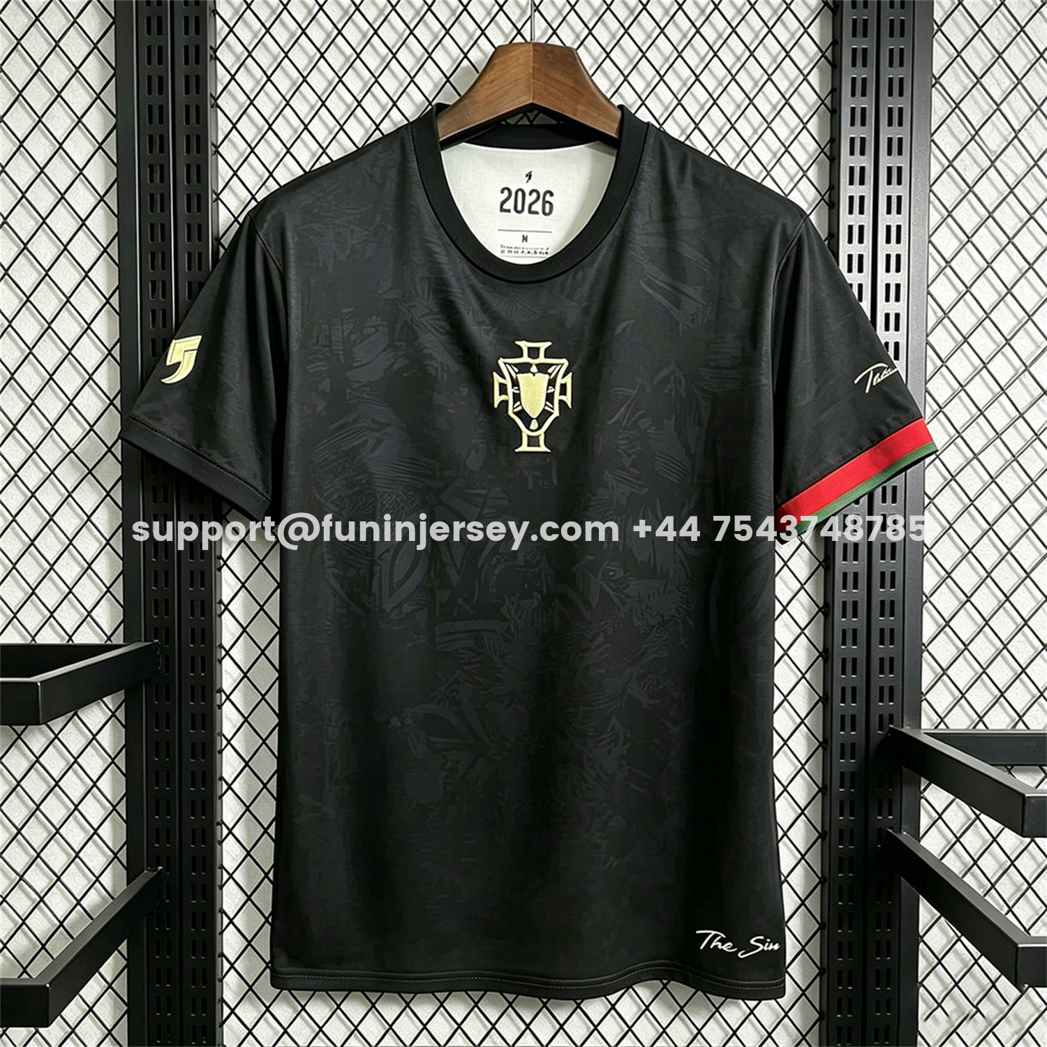 Funinjersey-Portugal 2026 Black With Subtle Pattern Special Jersey - Fans Version