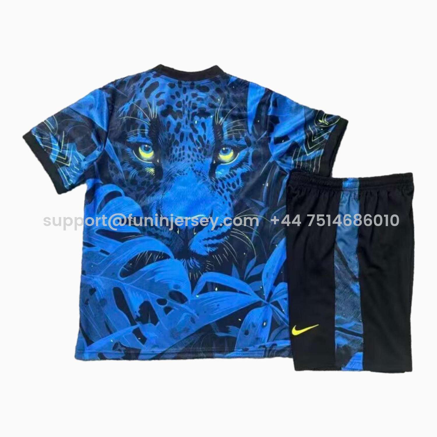 Funinjersey-Brazil 25-26 Blue Leopard Special Kids Kit