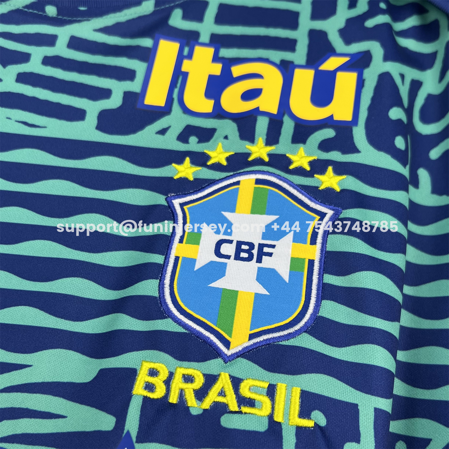 FUN-Funinjersey-Retro Brazil 2024 Blue Pre-Match Training Jersey - Fans Version
