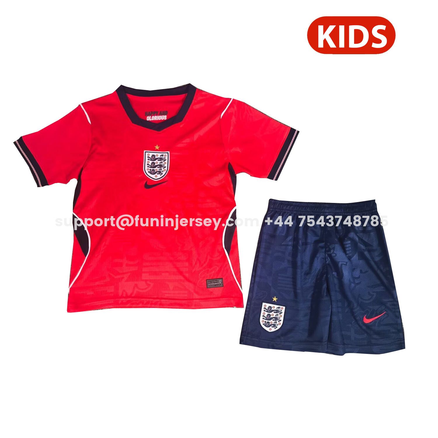 Funinjersey-England 2026 Away Kids Kit