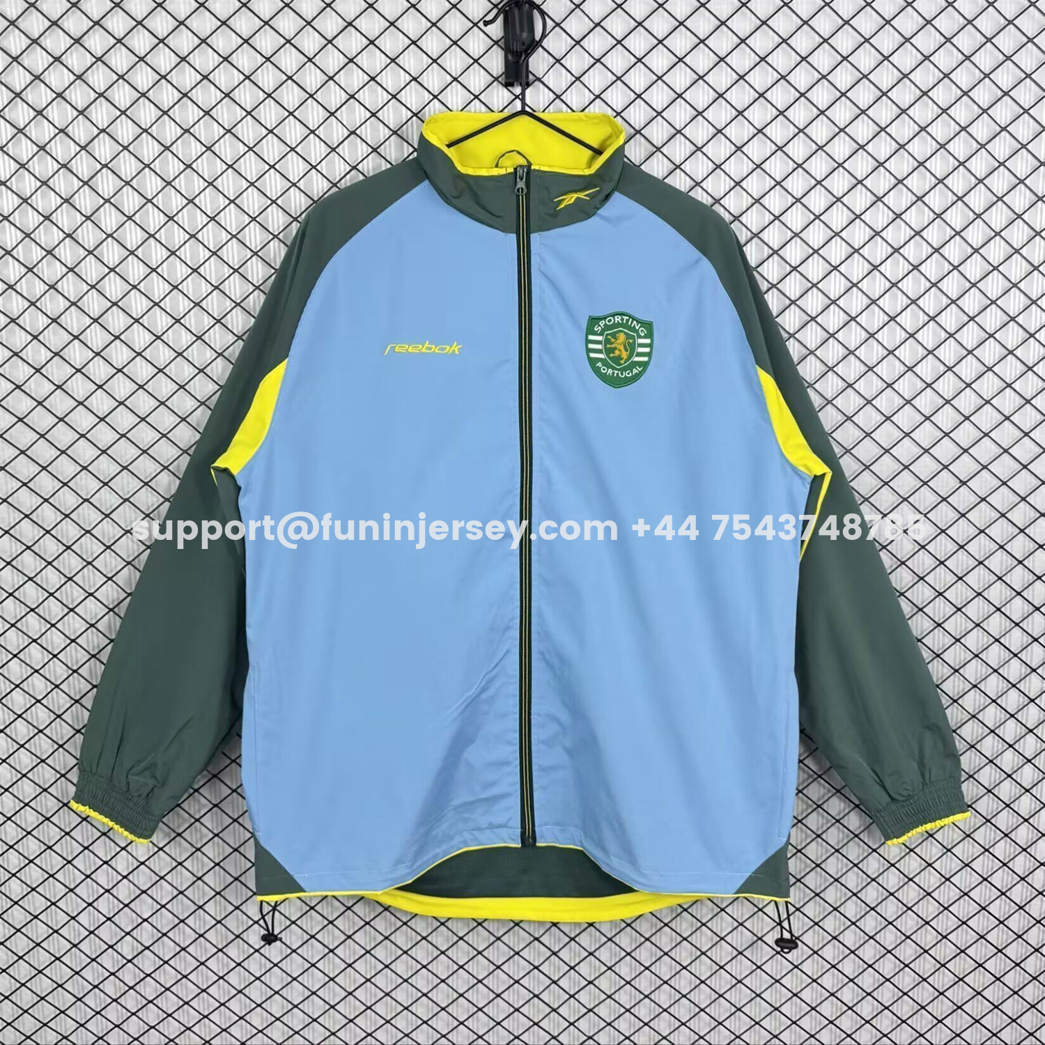 Funinjersey-Retro Sporting CP 2002-03 Windbreaker Jacket - Blue Green