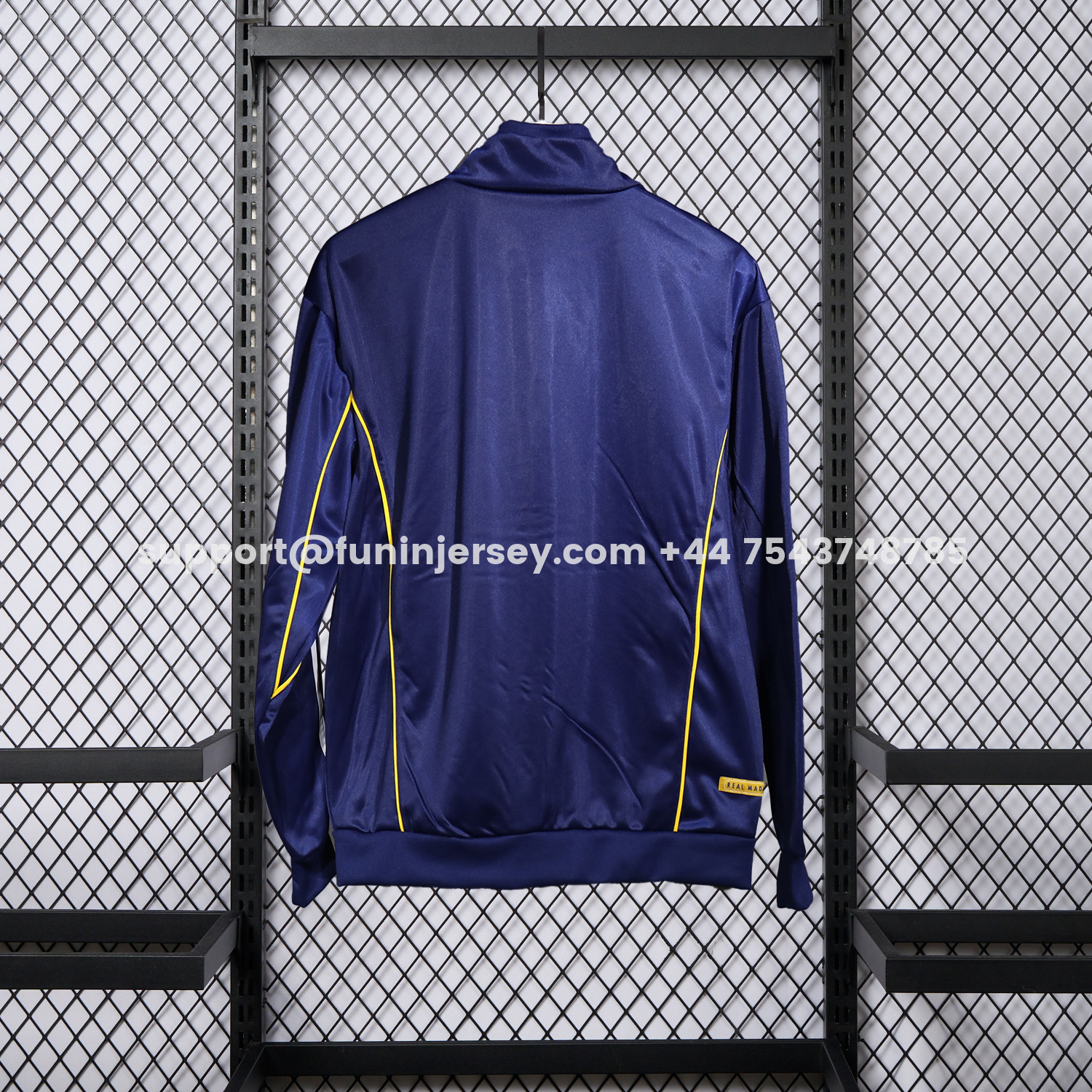 Funinjersey-Real Madrid 25-26 Pure Color Yellow Lines Training Set - Dark Blue Top and Dark Blue Pants