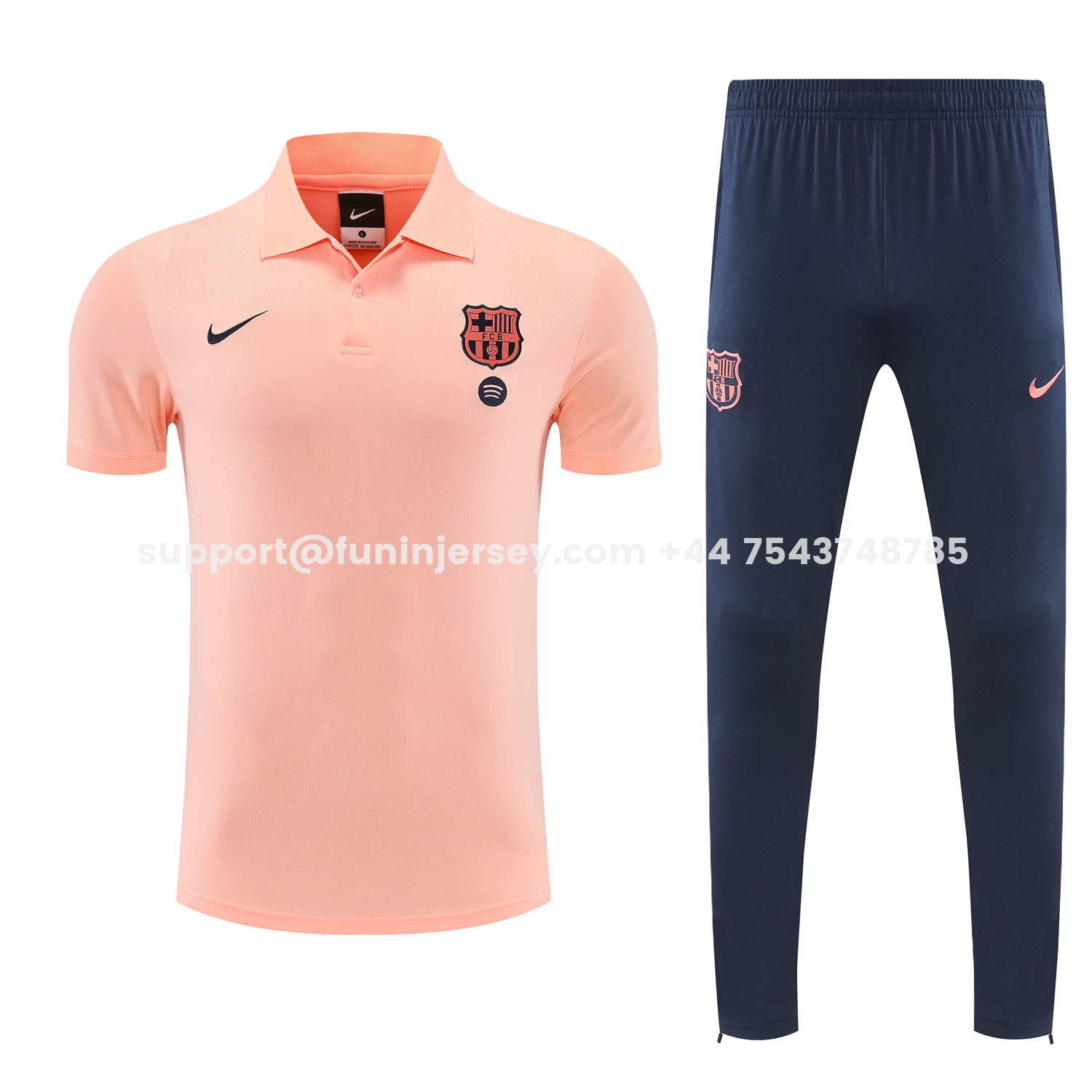 Funinjersey-Barcelona 25-26 POLO Short-Sleeve Training Set - Pink Top and Dark Blue Pants