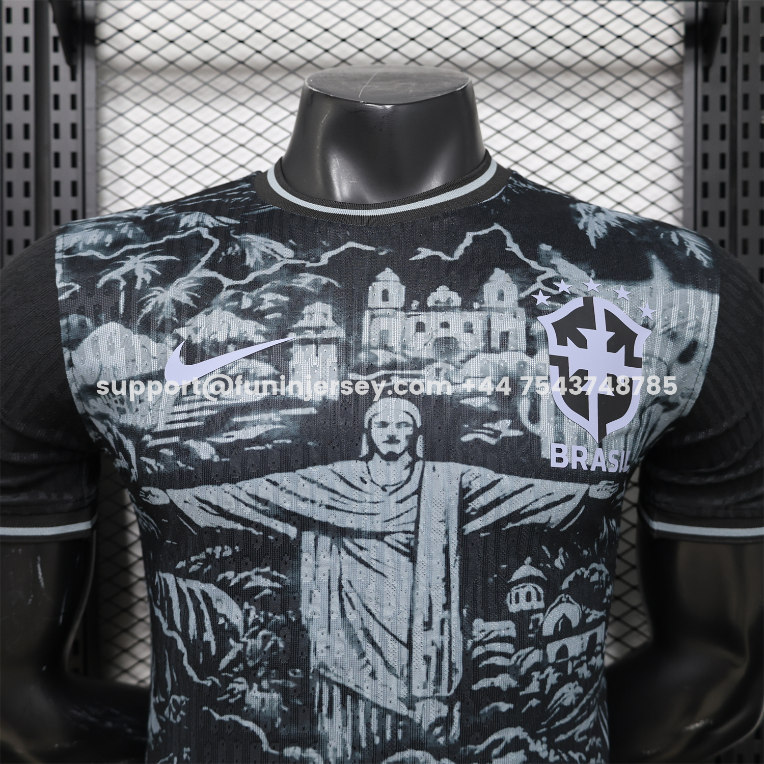 Funinjersey-Brazil 2026 Grey Jesus Black Special Jersey - Player Version