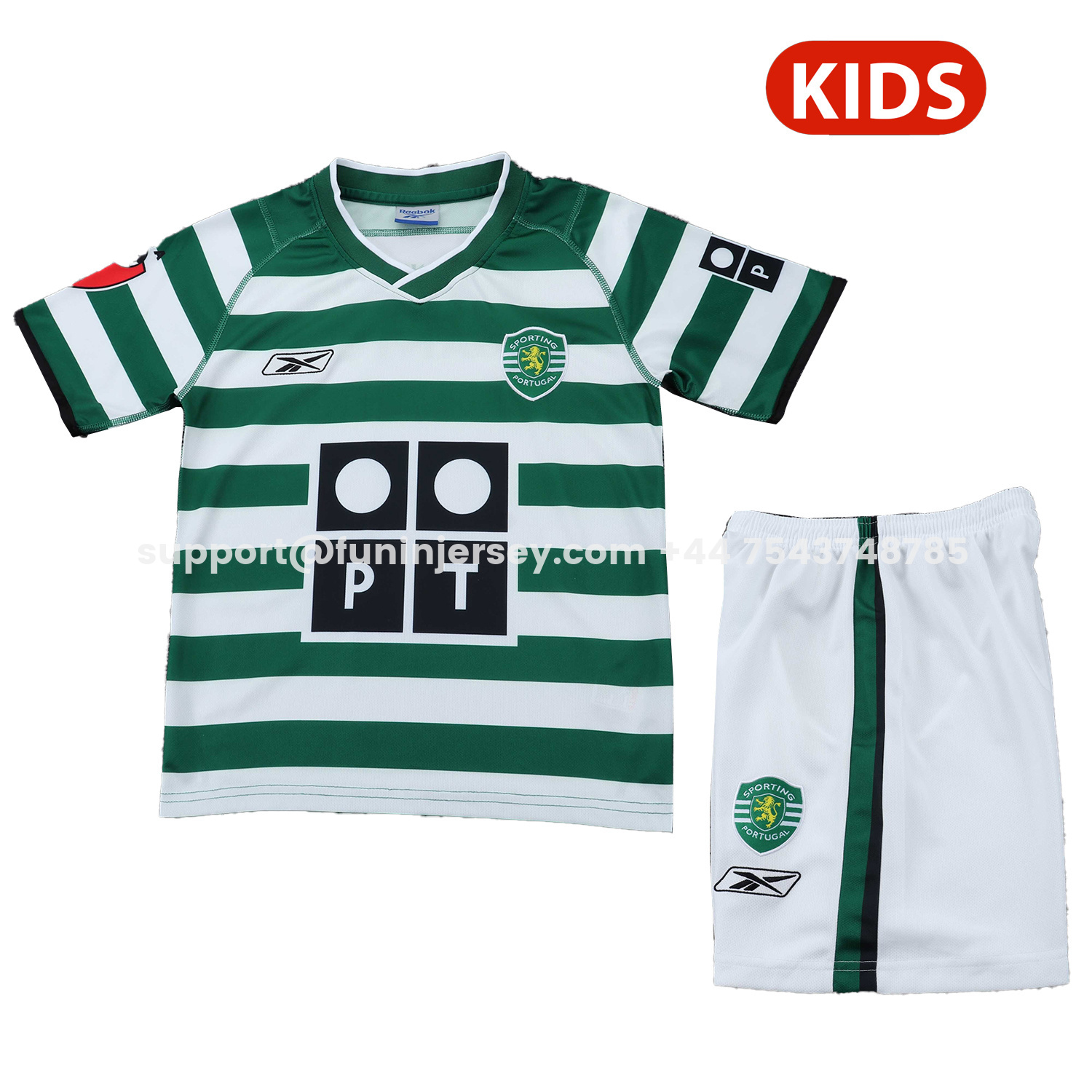 Funinjersey-Retro Sporting CP 2003-04 Home Kids Kit