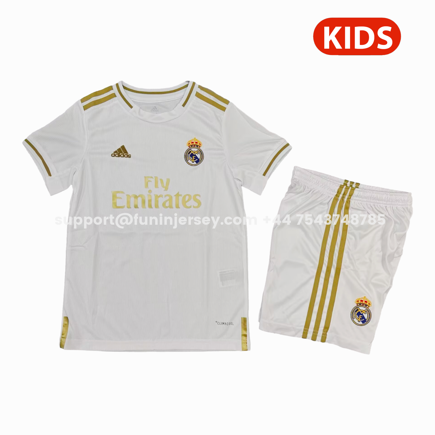 Funinjersey-Retro Real Madrid 2019-20 Home Kids Kit
