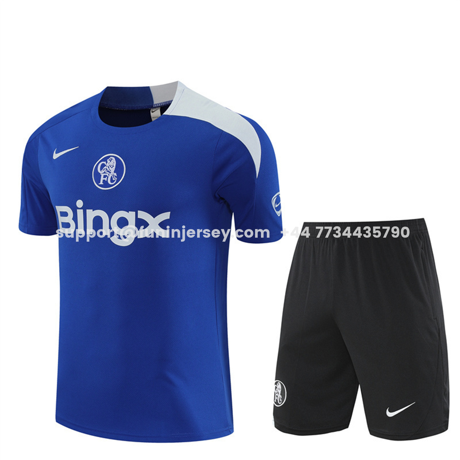 Funinjersey-C.H.E.L.S.E.A 25-26 Short-Sleeve Training Set - Blue Top & Black Shorts