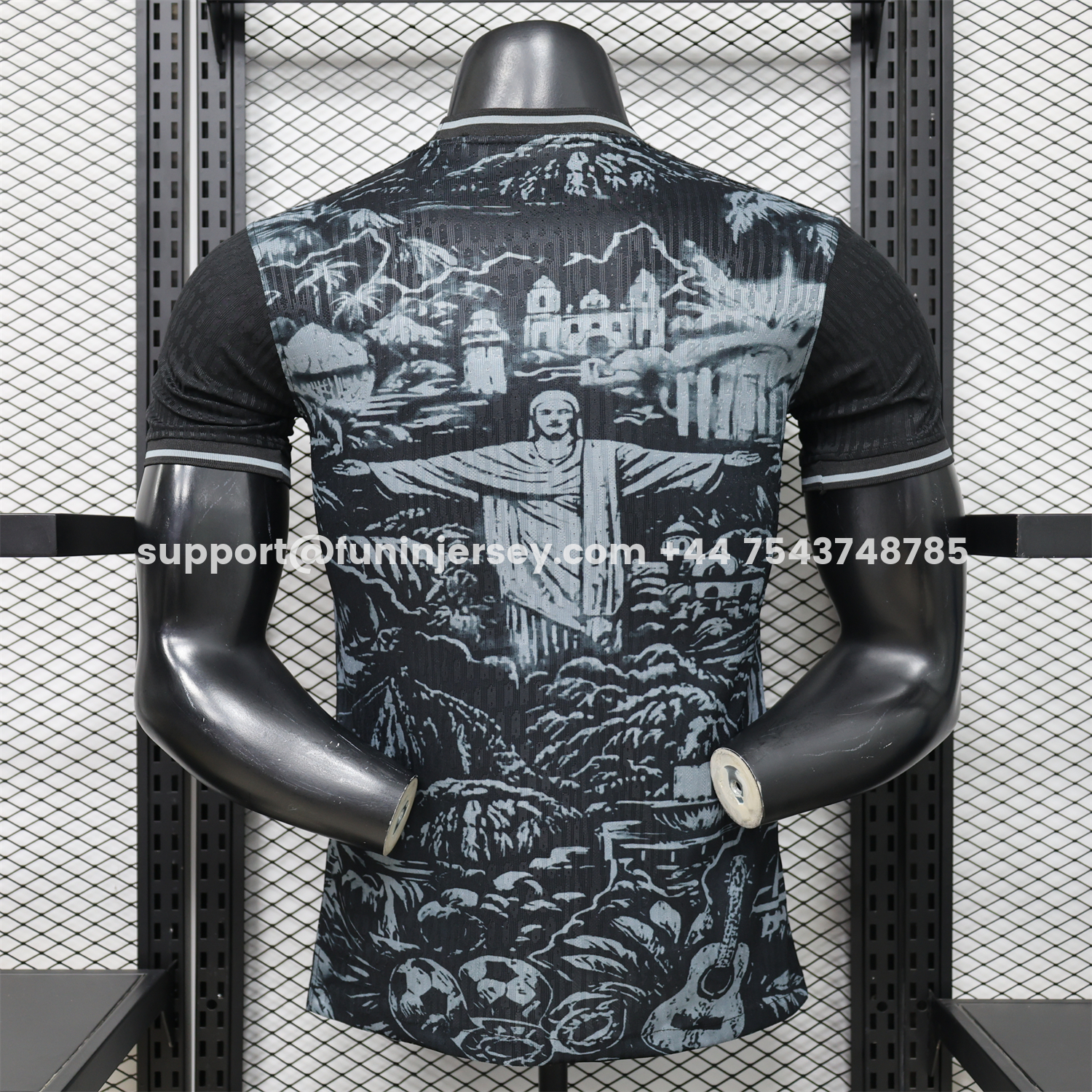 Funinjersey-Brazil 2026 Grey Jesus Black Special Jersey - Player Version