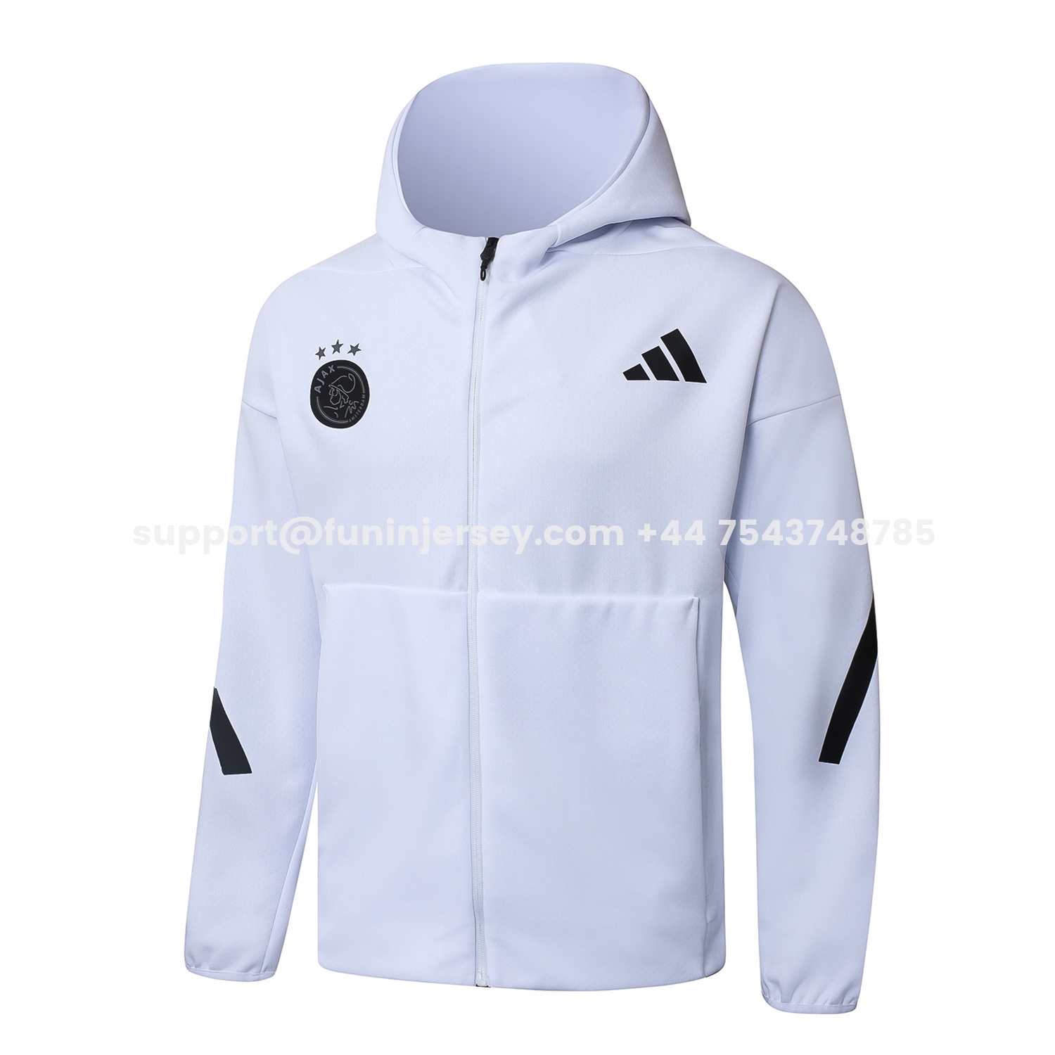 Funinjersey-Ajax 25-26 Training Hoodie Set - White Hoodie and White Pants