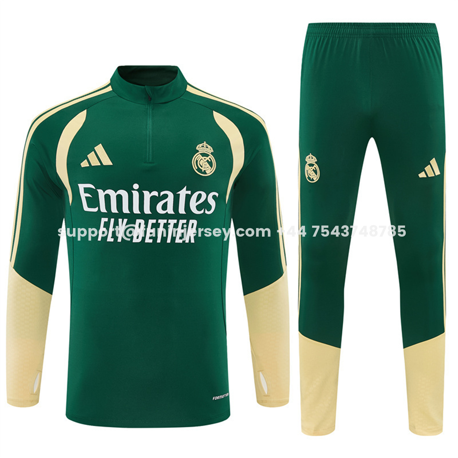 Funinjersey-Real Madrid 26-27 Kids Long Sleeves Training Set - Green Top And Green Pants