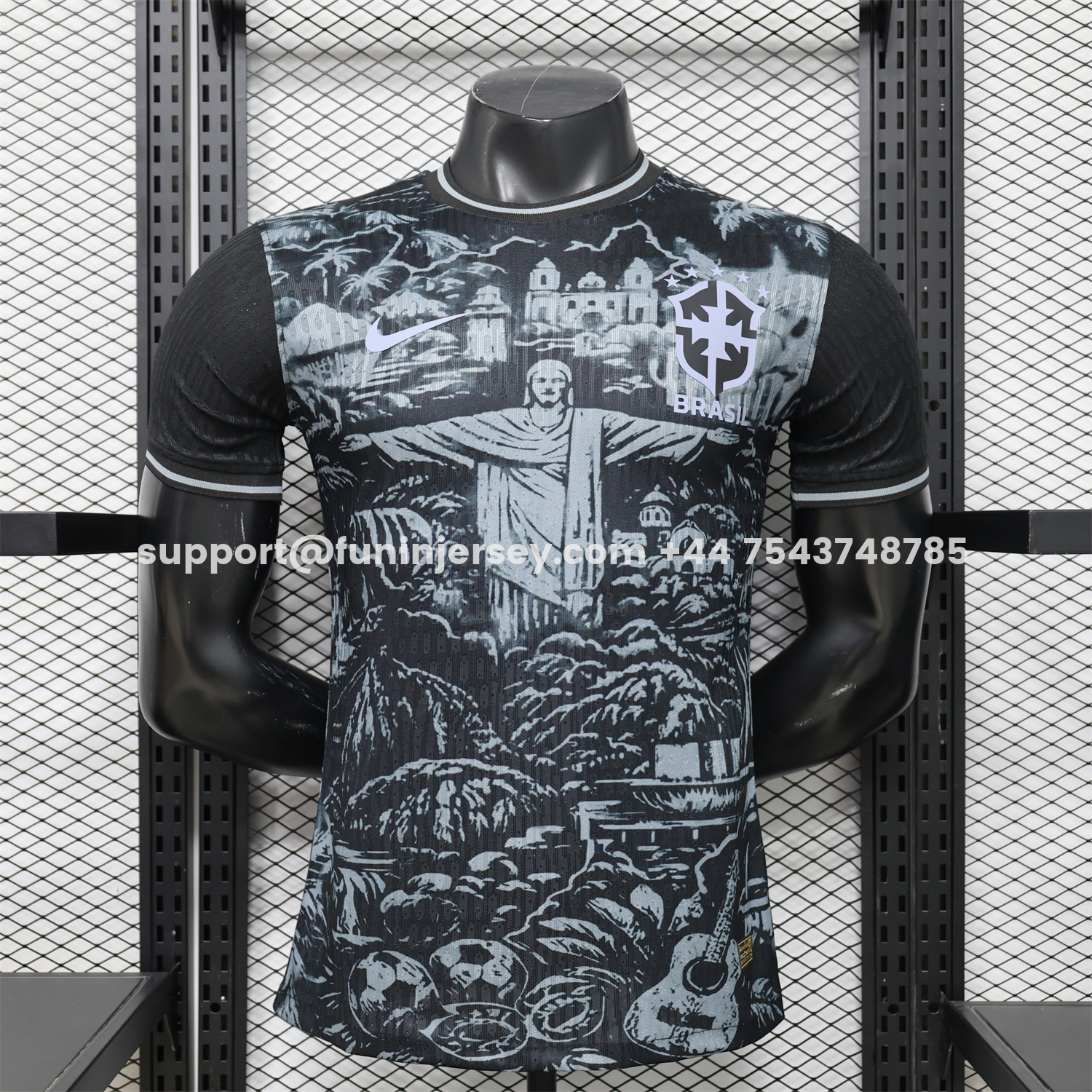 Funinjersey-Brazil 2026 Grey Jesus Black Special Jersey - Player Version