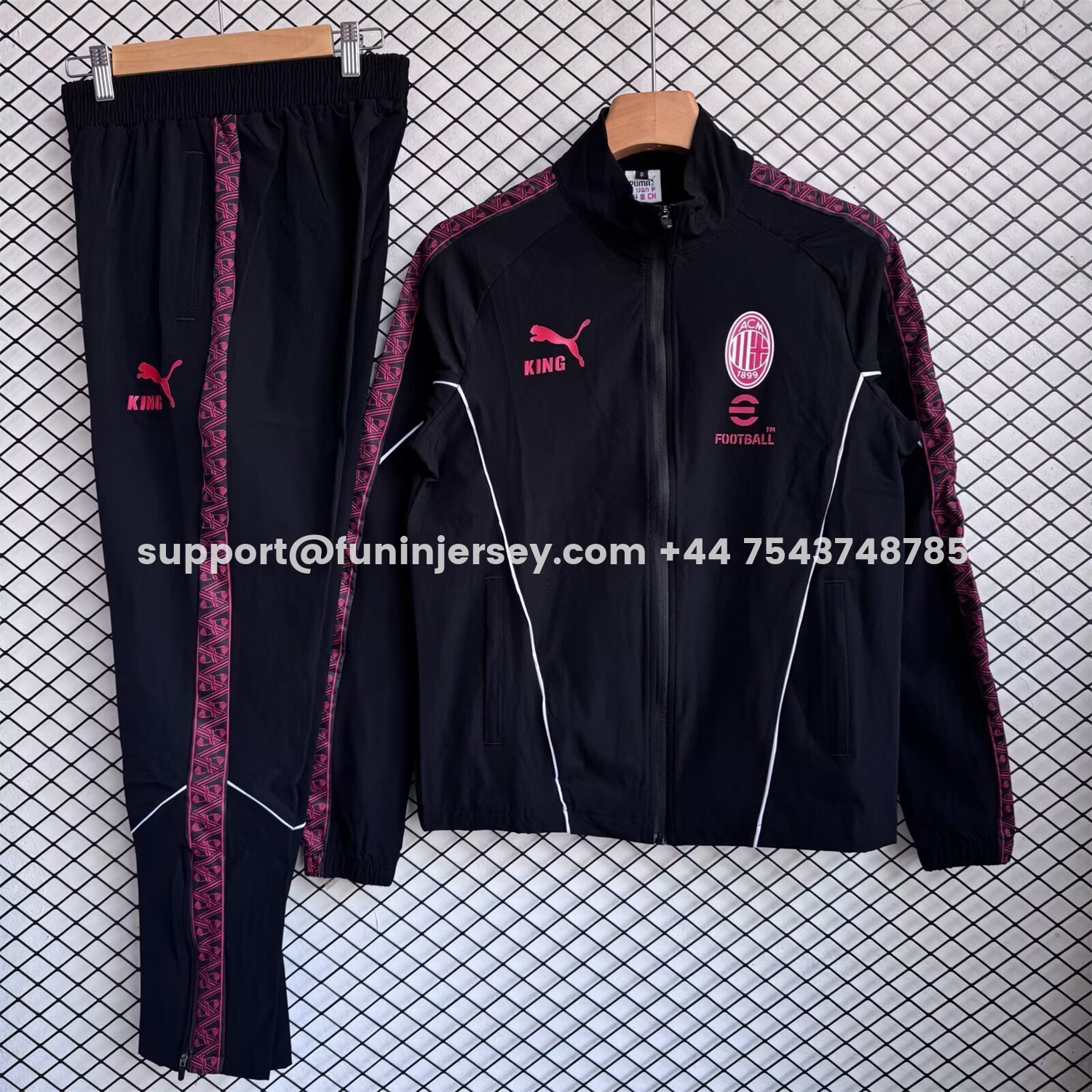 Funinjersey-AC Milan 25-26 Windbreaker Training Set - Red Black Top and Pants