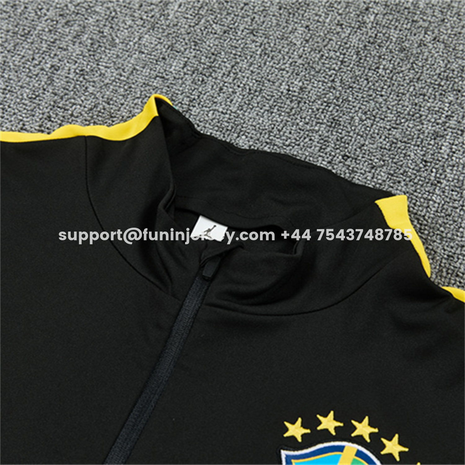 Funinjersey-Brazil X JD 2026 Long Sleeves Training Set - Black Top And Black Yellow Pants