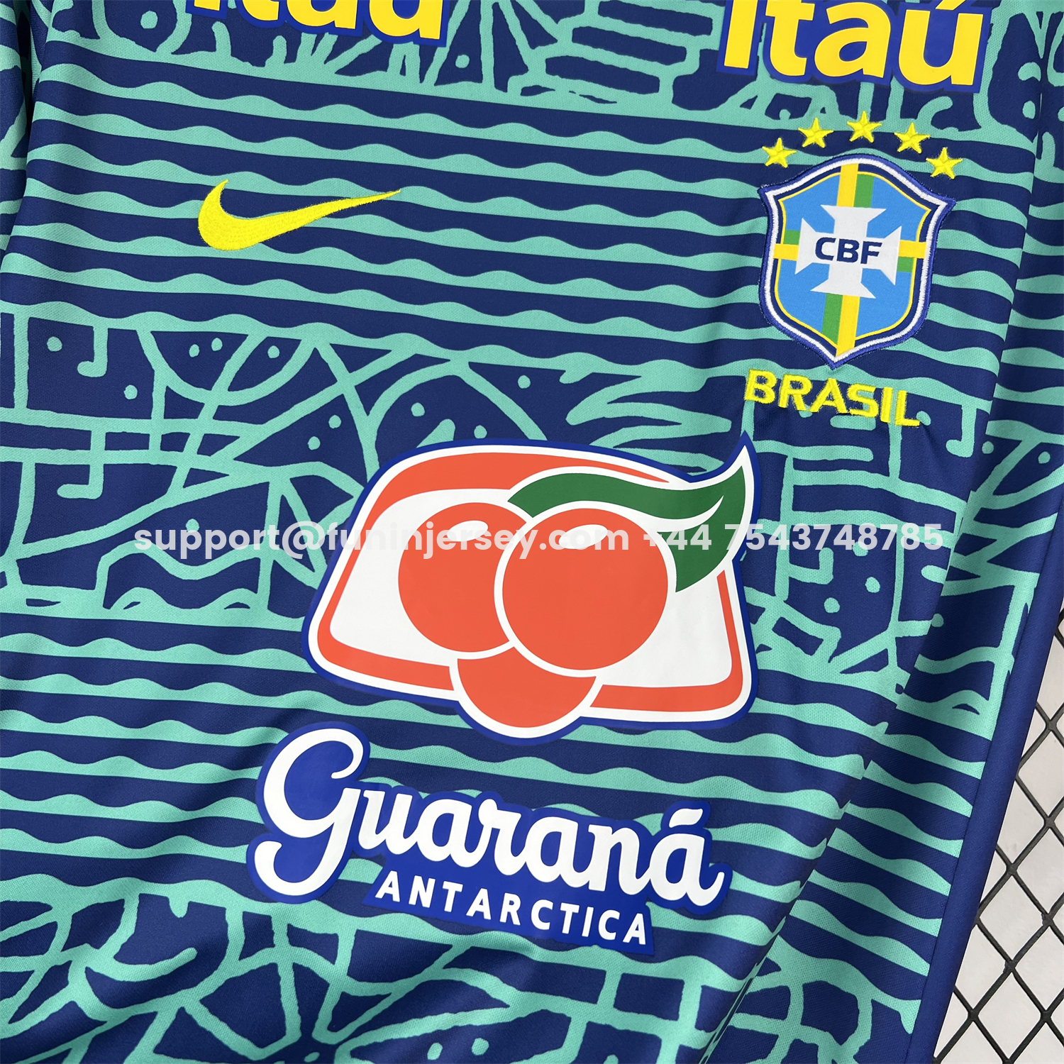 FUN-Funinjersey-Retro Brazil 2024 Blue Pre-Match Training Jersey - Fans Version