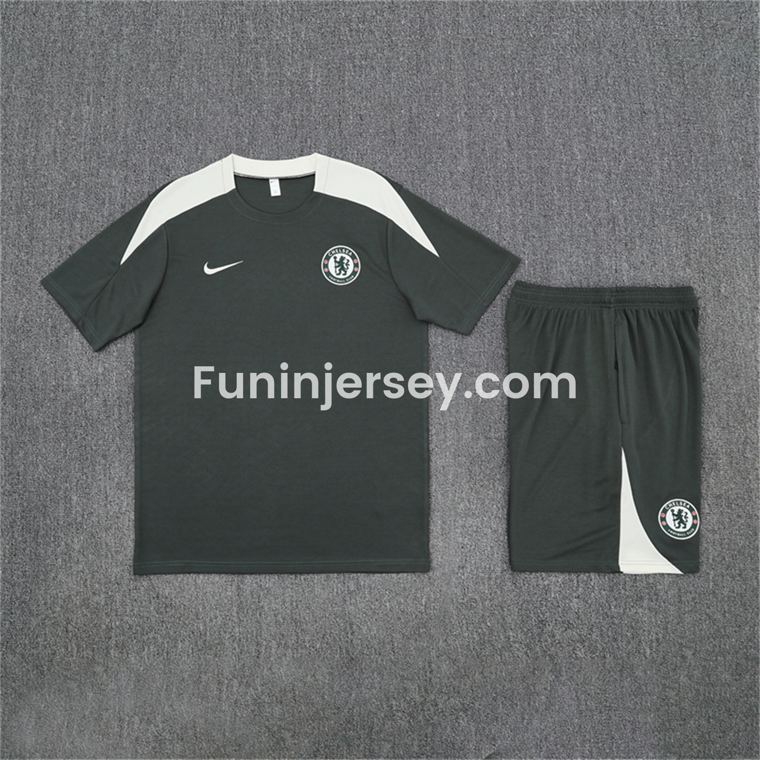 Funinjersey-C.H.E.L.S.E.A 25-26 Short-Sleeve Training Set - Army Green Top & Army Green Shorts