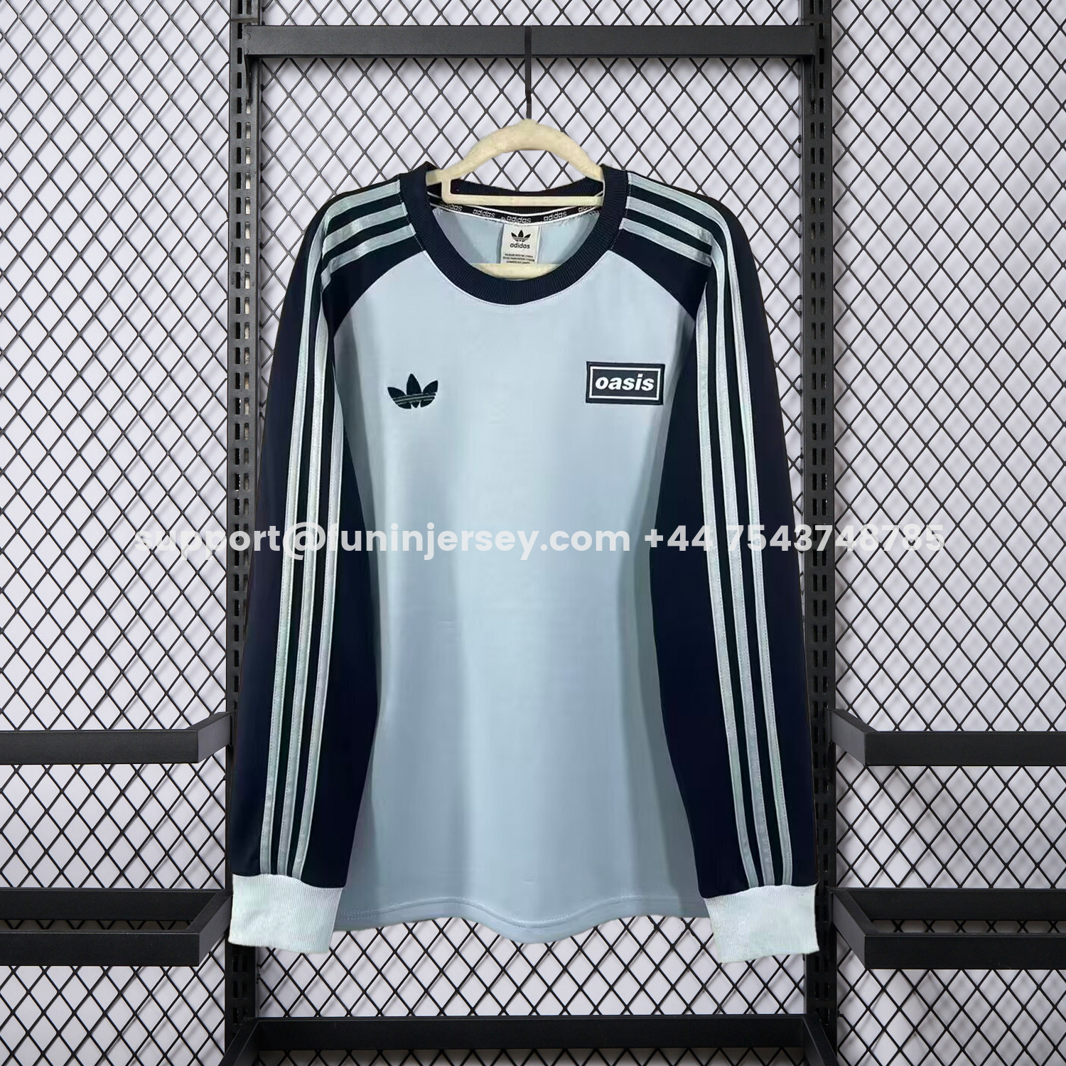 Funinjersey-Adidas 25-26 Oasis Originals Tour Light Blue Long Sleeves Jersey - Fans Version