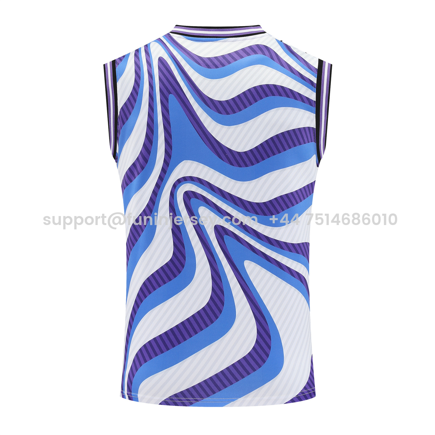 Funinjersey-Real Madrid 25-26 Vest Training Set - Blue Purple Curve Pattern Vest & Black Shorts