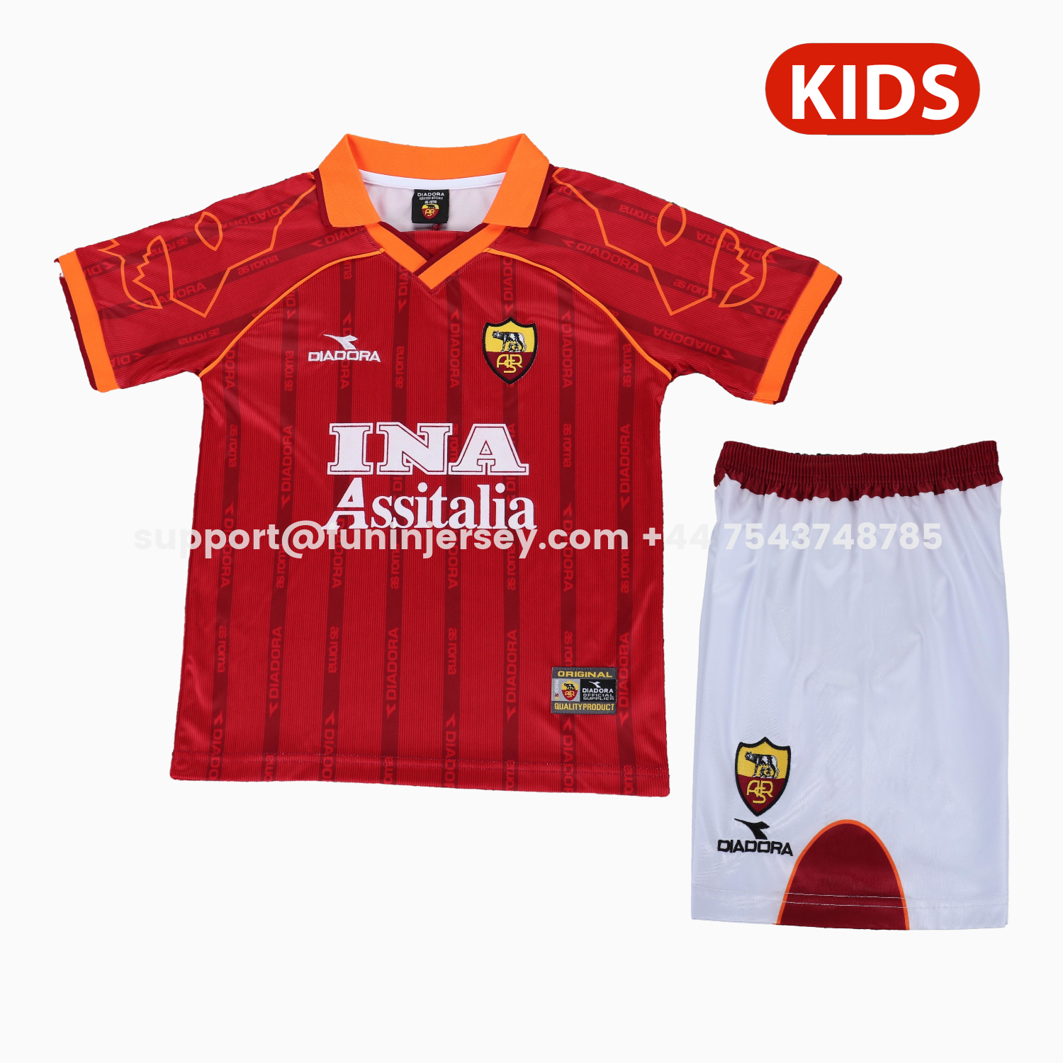 Funinjersey-Retro Roma 1999-00 Home Kids Kit