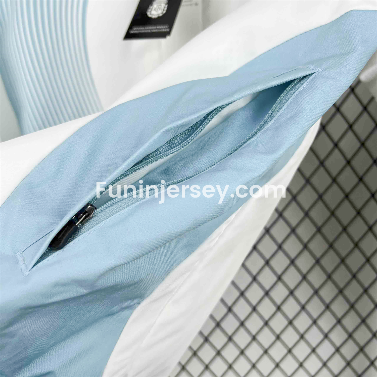 Funinjersey-Argentina 25-26 Throwback Windbreaker Jacket - White with Blue Lines