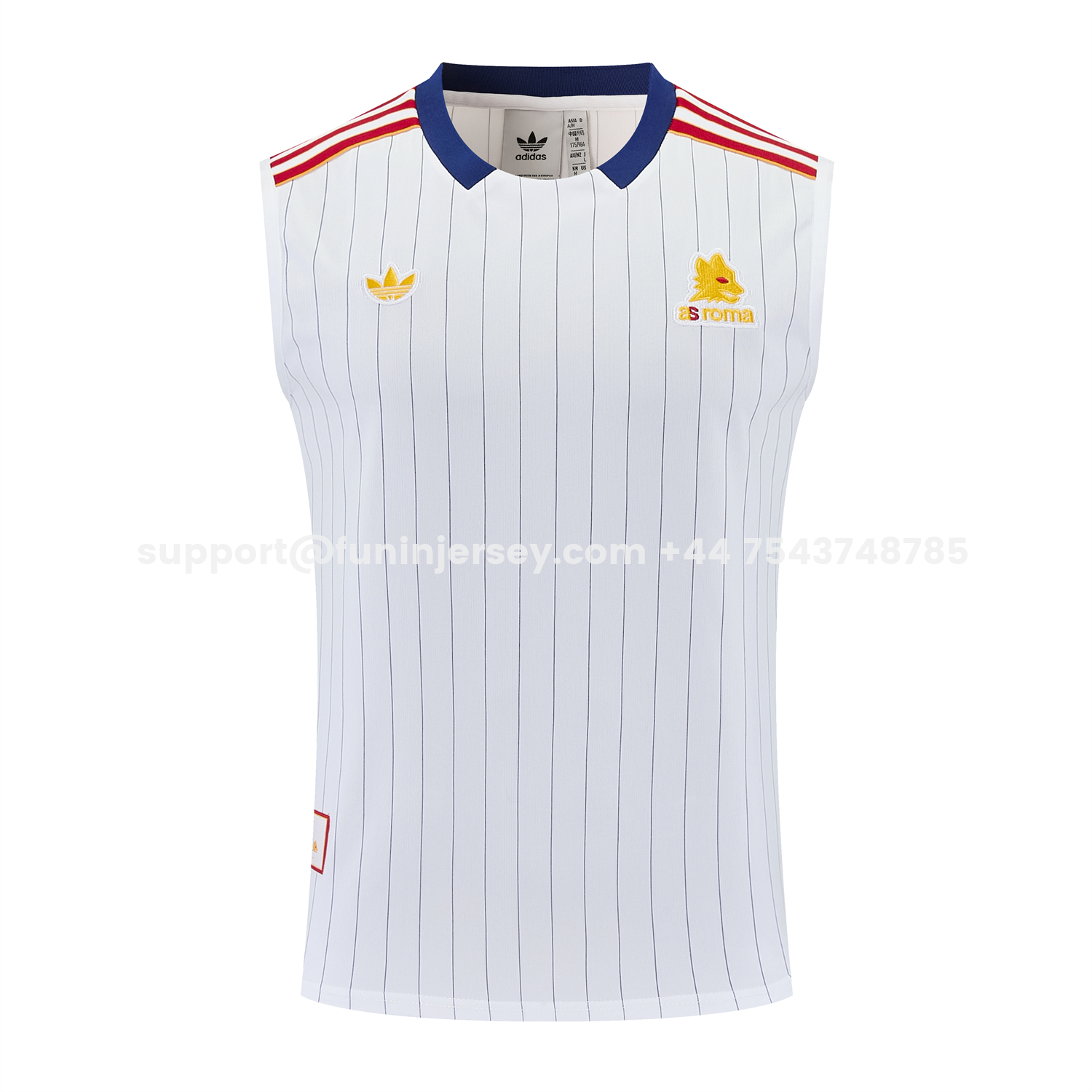 Funinjersey-Roma 25-26 Retro Style Vest Training Set - White With Red Details Top & Pants