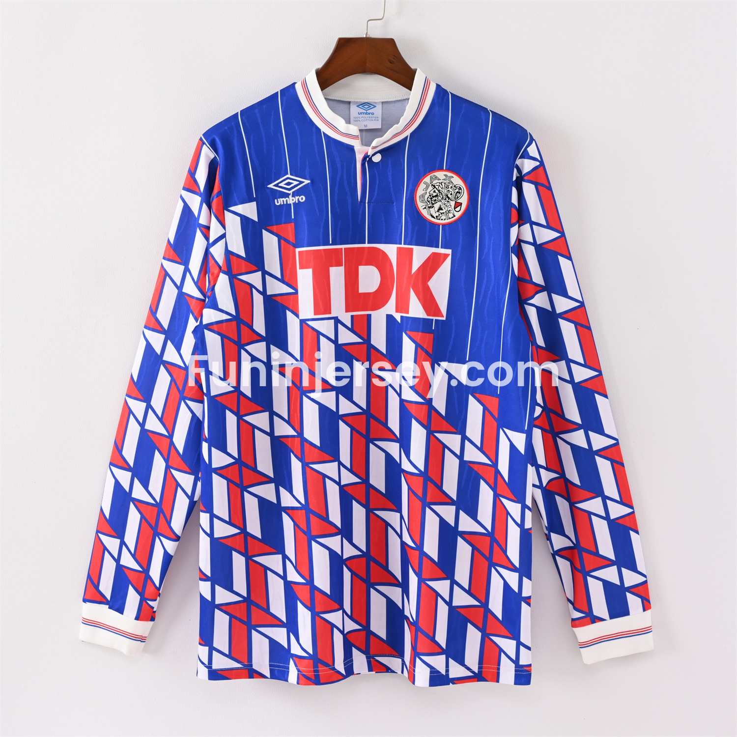 Funinjersey-Retro Ajax 1990 Away Long Sleeve Jersey