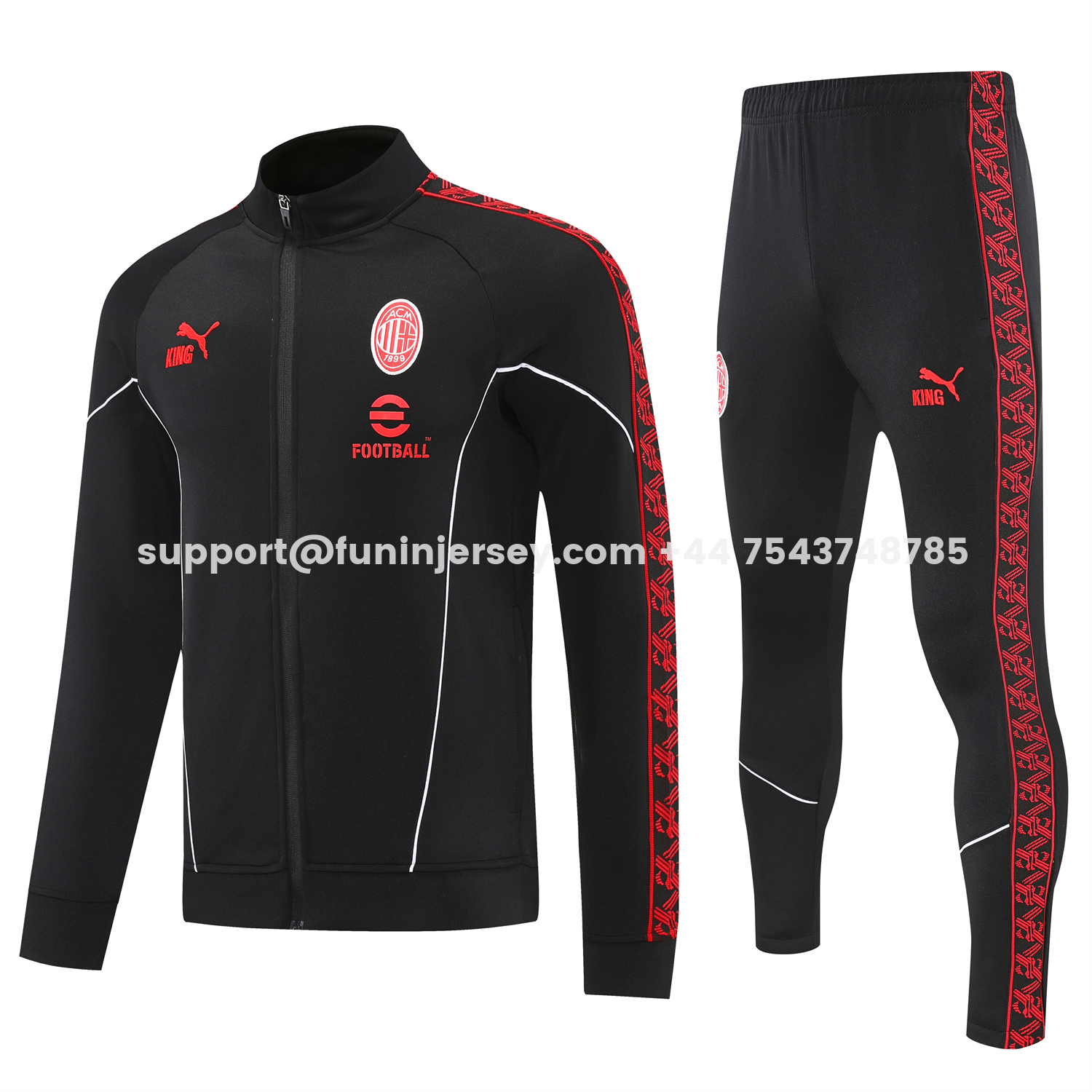Funinjersey-AC Milan 25-26 Jacket Training Tracksuit - Black top & Pants