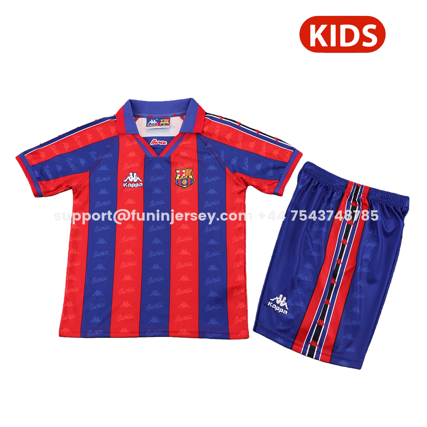 Funinjersey-Retro Barcelona 1996-97 Home Kids Kit