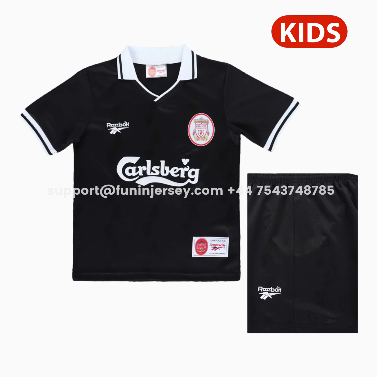 Funinjersey-Retro Liver.pool 1996-97 Black Special Kids Kit