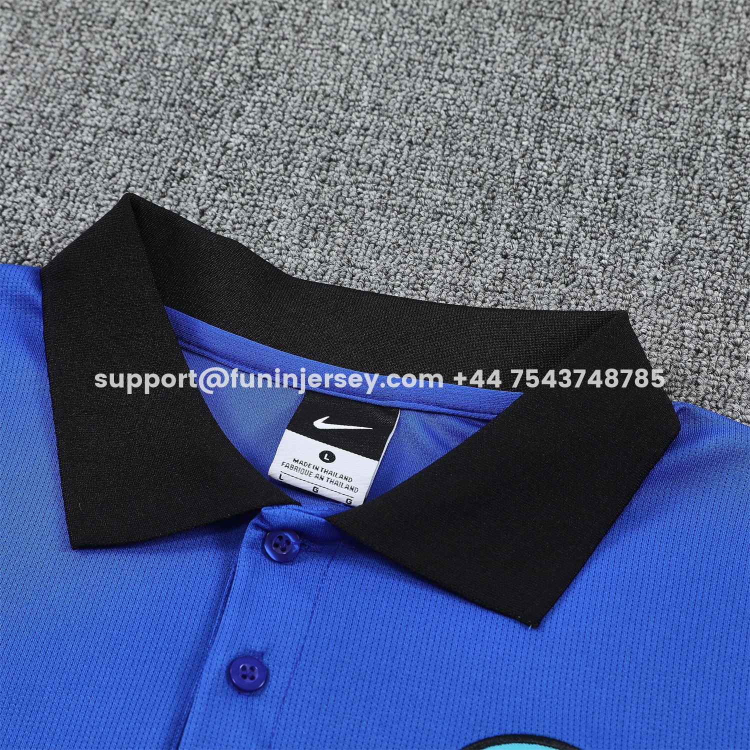 Funinjersey-Inter Milan 25-26 POLO Short-Sleeve Training Set - Ocean Blue Top and Black Pants